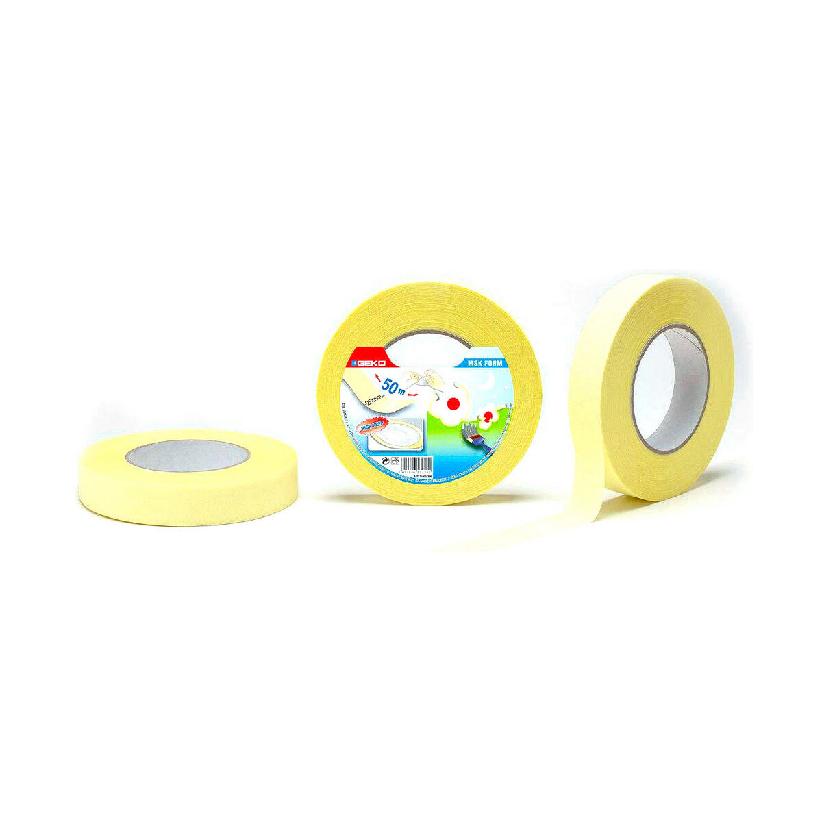 Fita Adesiva Geko Amarelo Papel 25 mm x 50 m