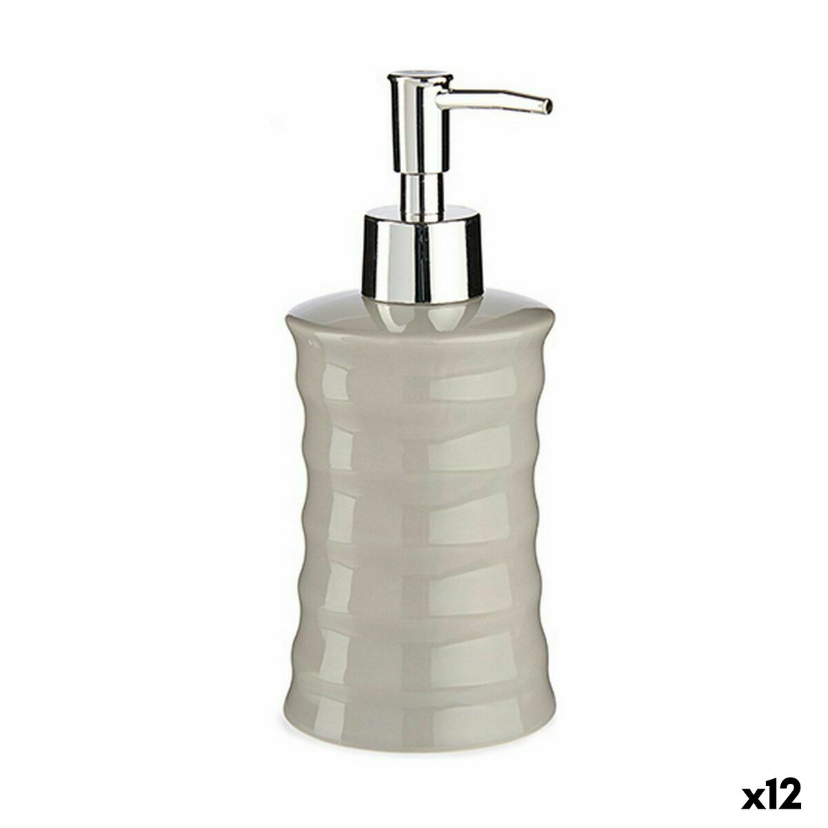 Dispensador de Sabão Berilo Cinzento Metal Cerâmica Ondas 260 ml (12 Unidades)