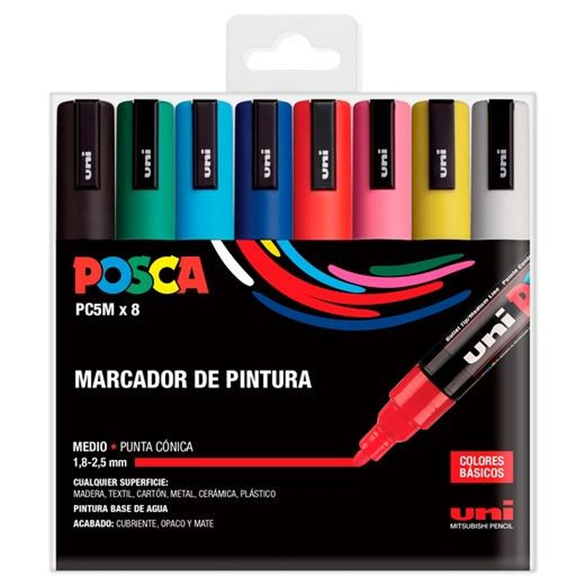 Conjunto de Marcadores Uni-Ball POSCA Basic PC-5M Multicolor