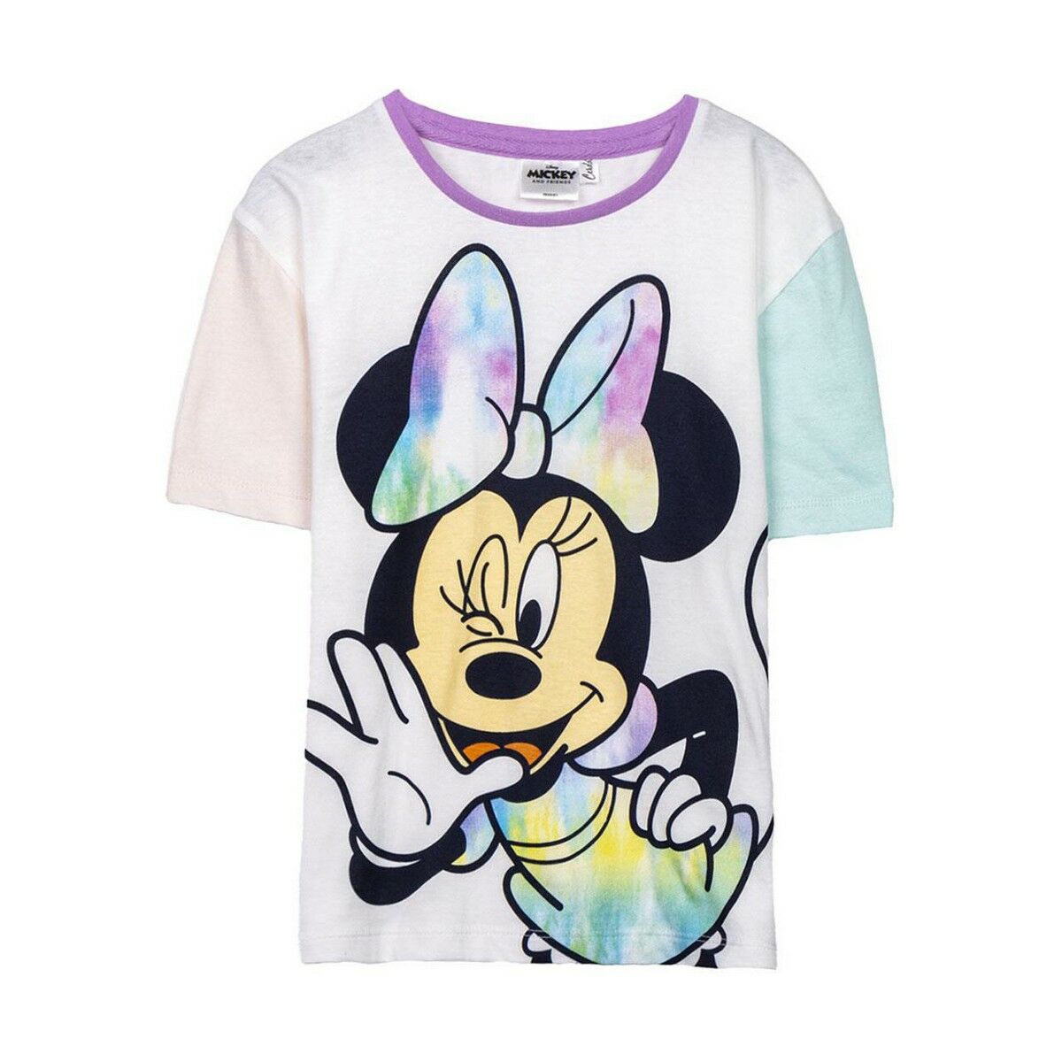 Camisola de Manga Curta Infantil Minnie Mouse Verde-escuro Multicolor