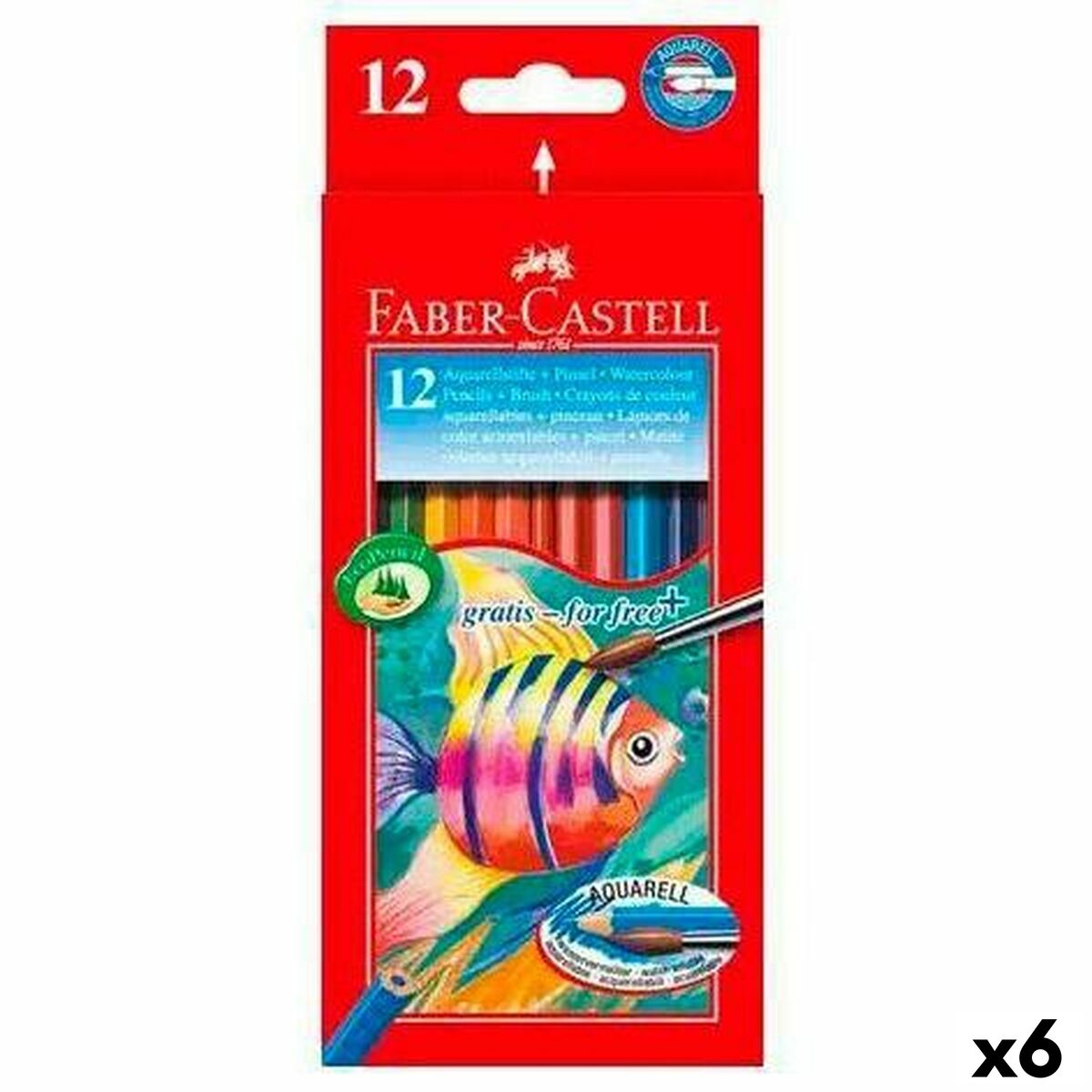 Lápiz de Cor Aquarela Faber-Castell Multicolor 6 Peças