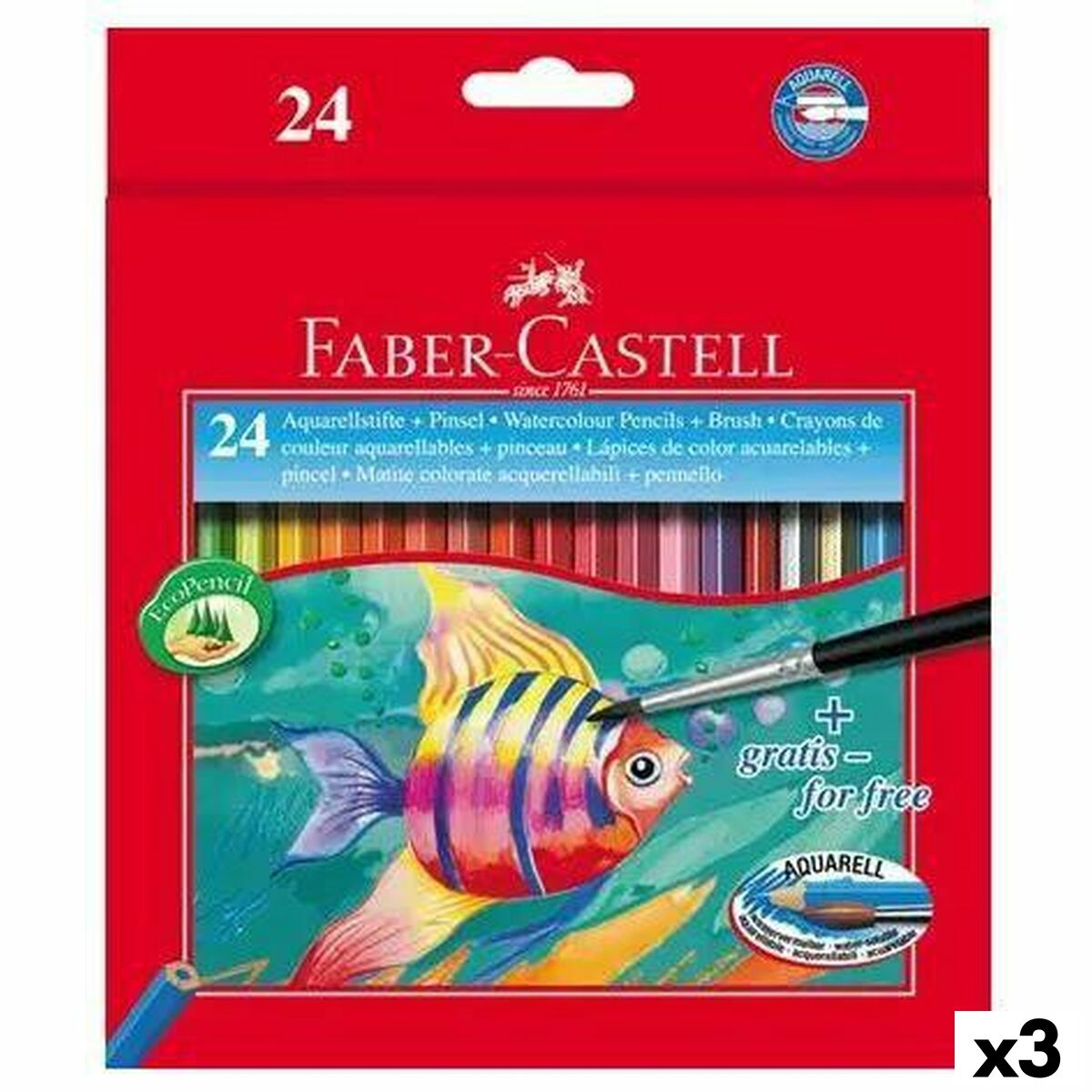 Lápiz de Cor Aquarela Faber-Castell Multicolor 3 Peças