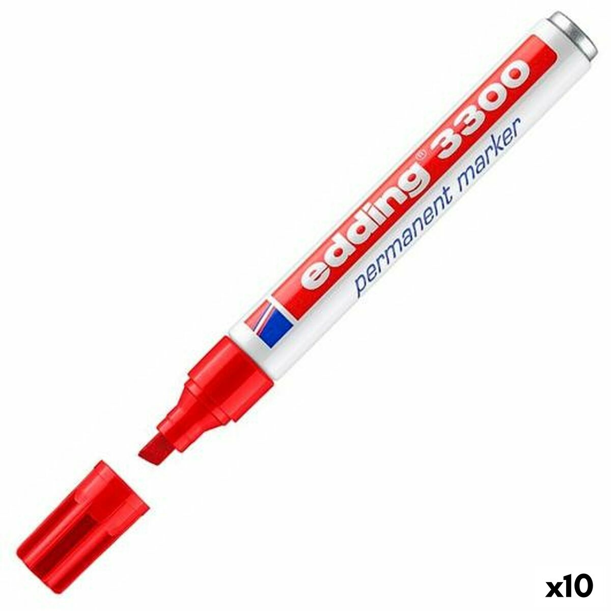 Rotulador permanente Edding 3300 Vermelho (10 Unidades)
