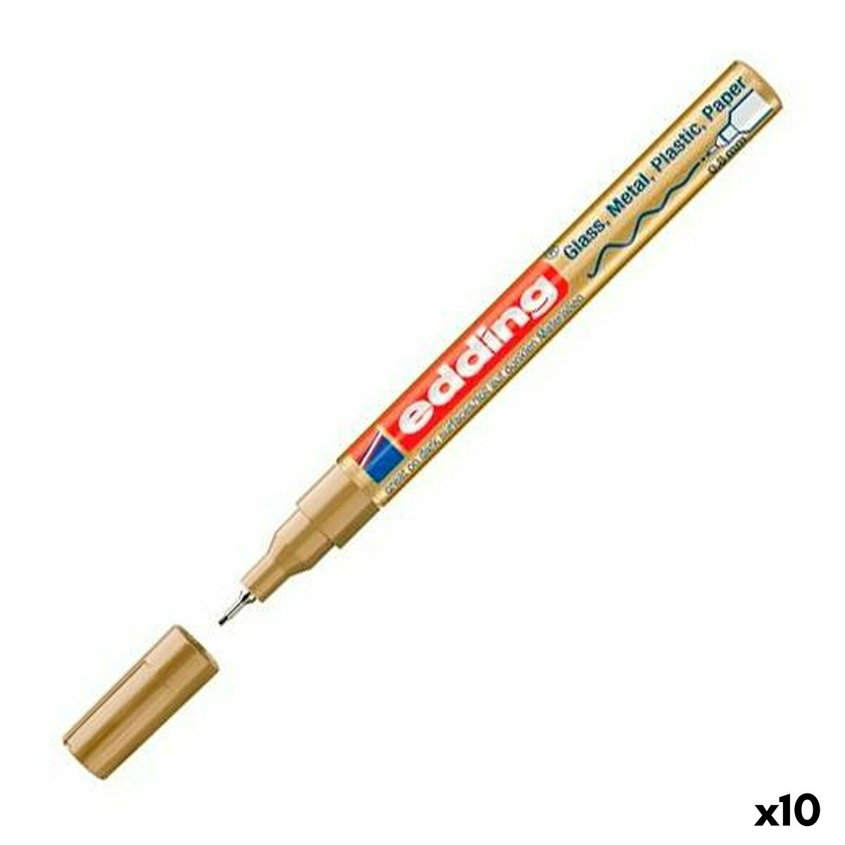 Rotulador permanente Edding 780 Dourado (10 Unidades)