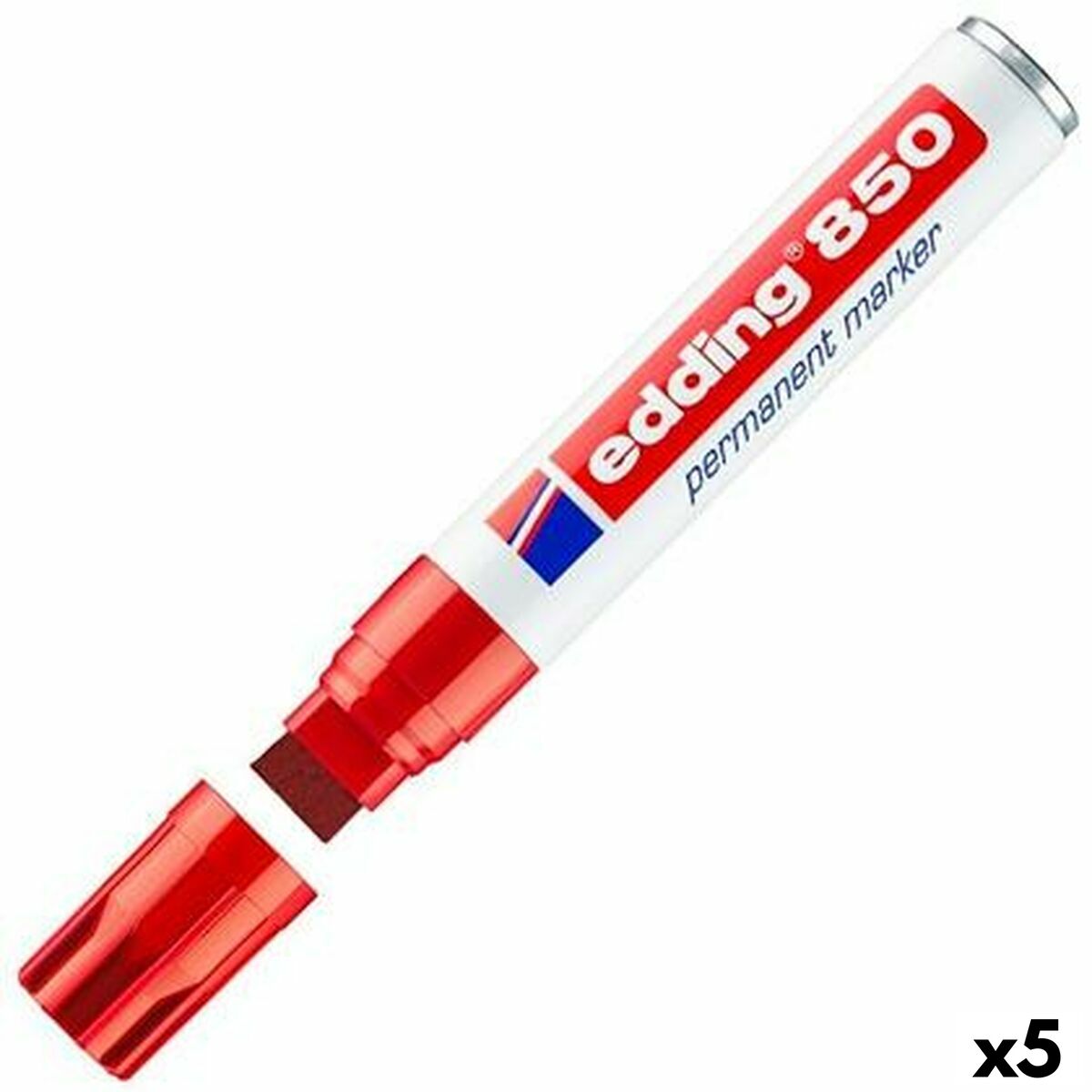 Rotulador permanente Edding 850 Vermelho (5 Unidades)