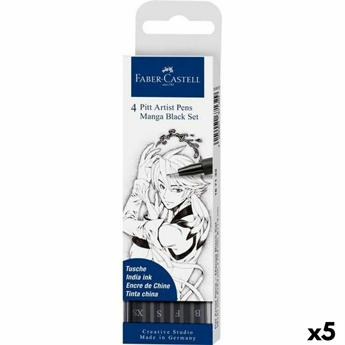 Conjunto de Canetas de Feltro Faber-Castell Pitt Artist Banda desenhada, desenho e manga Estojo Preto (5 Unidades)