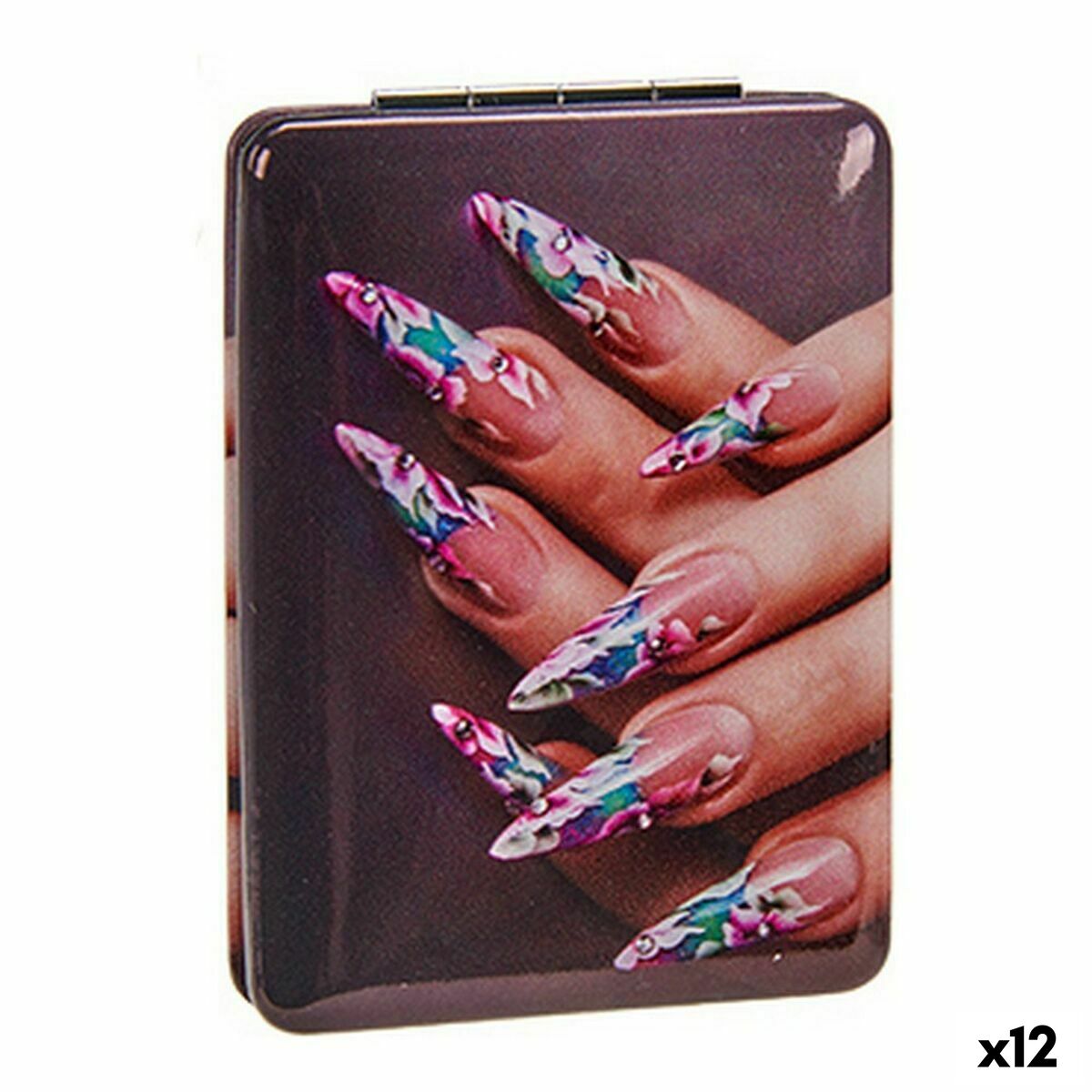 Espelho de Aumento Cristal Plástico Unhas 2,5 x 8,5 x 6,2 cm Dobrável (12 Unidades)