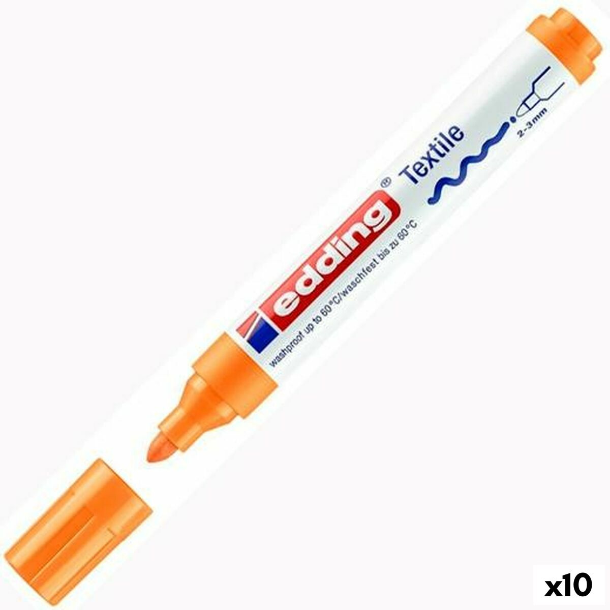 Rotulador permanente Edding 4500 Têxtil Fluorescente Laranja (10 Unidades)