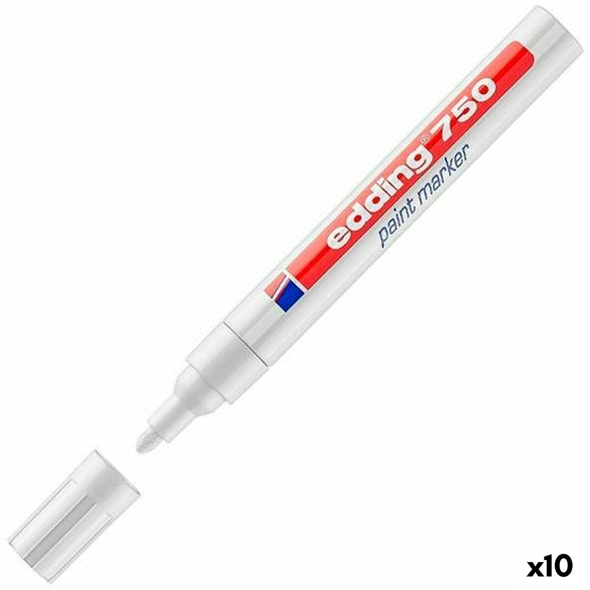 Rotulador permanente Edding 750 Branco (10 Unidades)