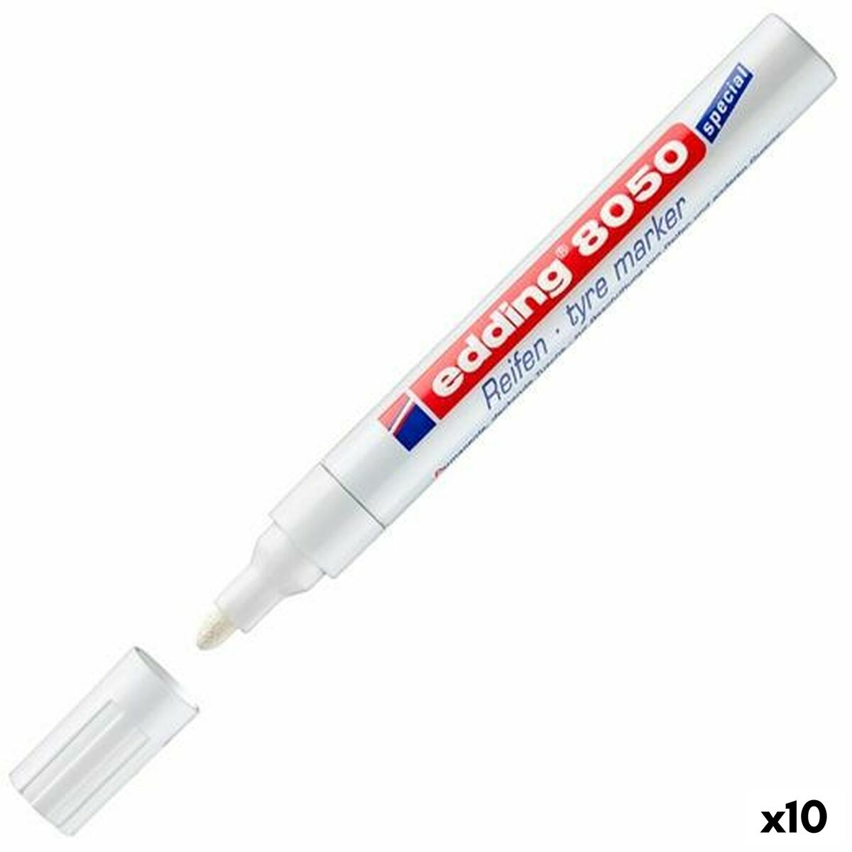 Rotulador permanente Edding E-8050 Tyre Marker Branco (10 Unidades)