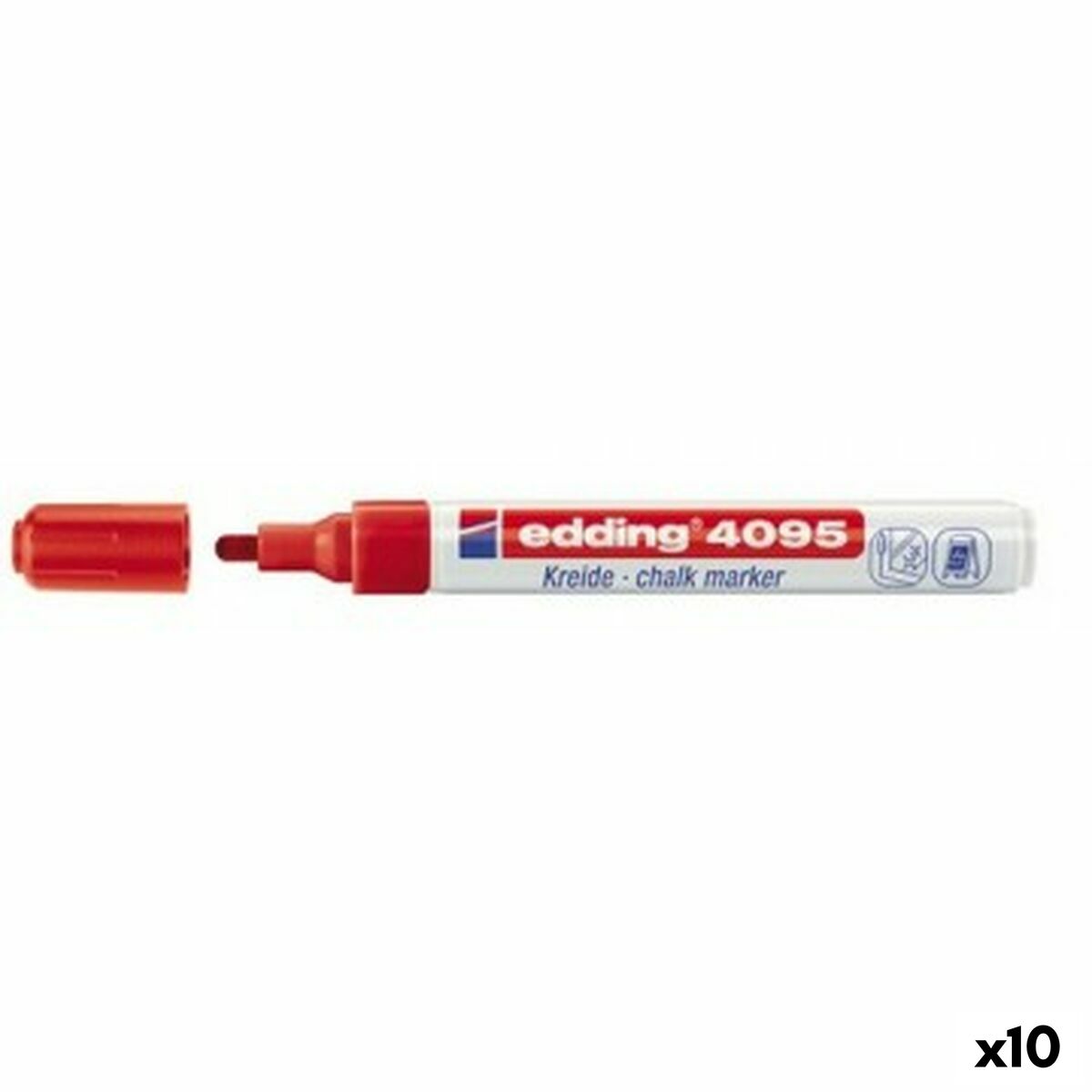 Marcadores de giz líquido Edding 4095 Vermelho (10 Unidades)