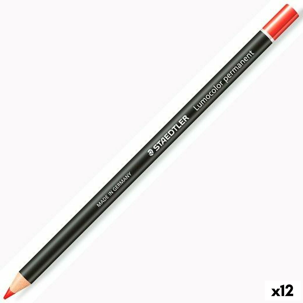 Lápis Staedtler Lumocolor Permanent Glasochrom Permanente Vermelho (12 Unidades)
