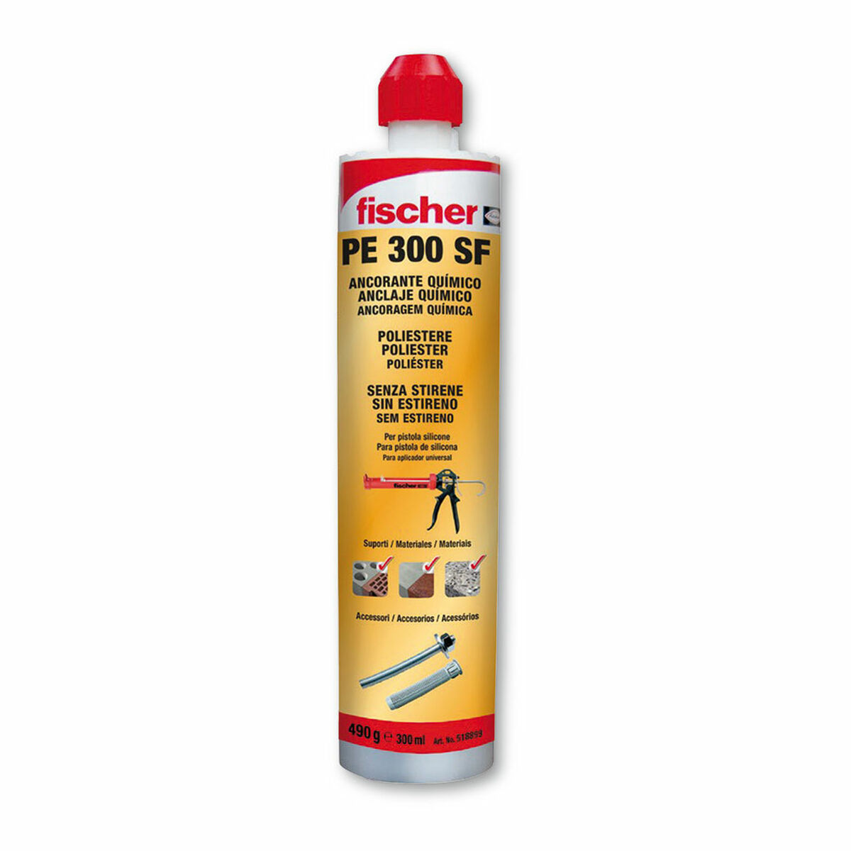 Taco químico Fischer 300 ml Fixação na parede