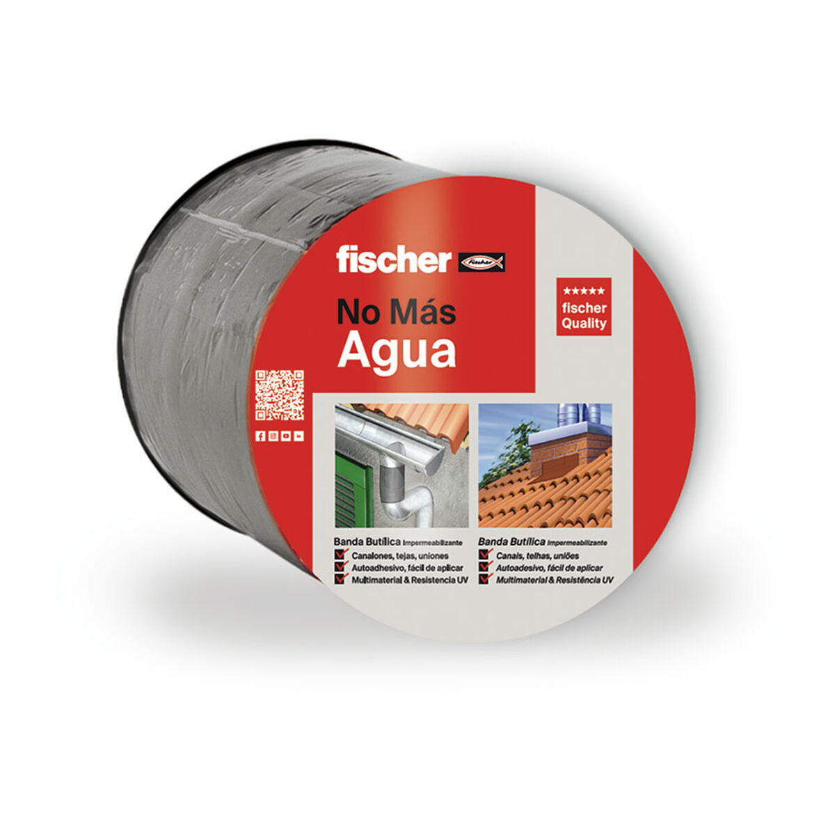 Fita isoladora Fischer 10 m x 10 cm Cinzento