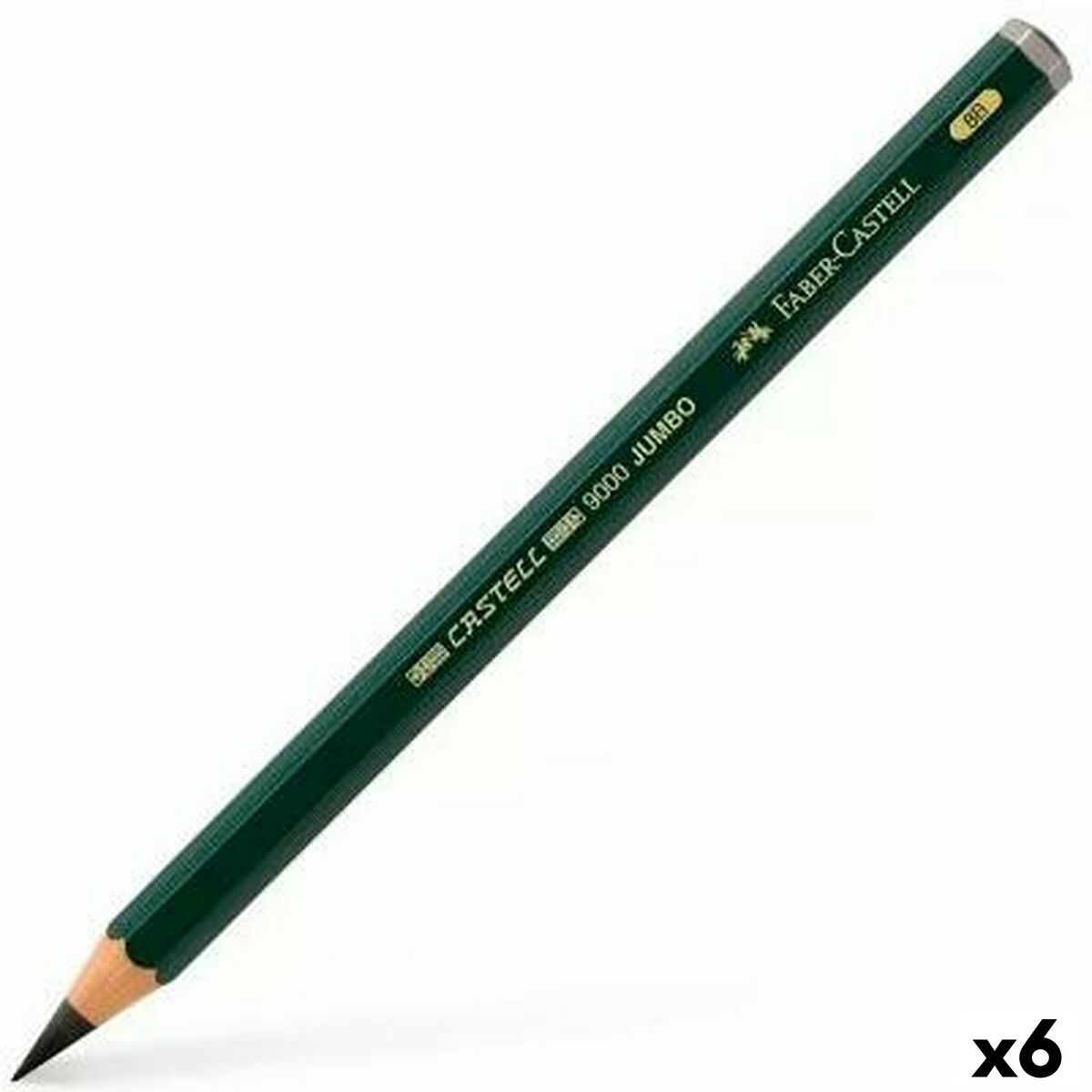 Lápis Faber-Castell 9000 Jumbo Preto 8B (6 Peças)