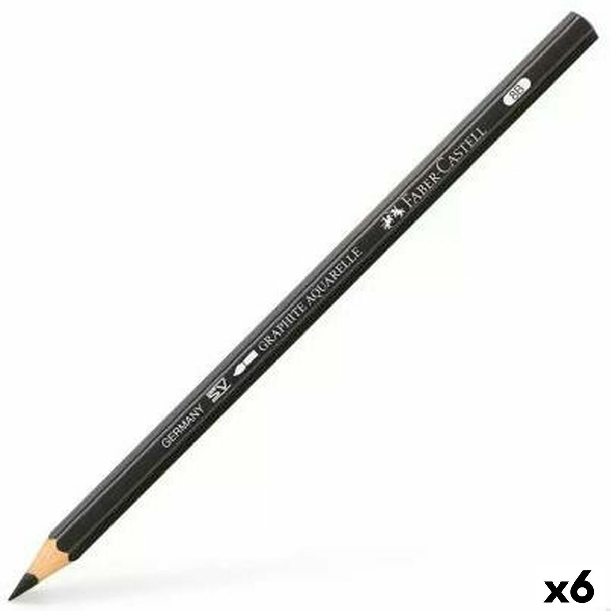 Lápis Faber-Castell Graphite Aquarelle Aguarela Preto Sextavado 8B (6 Unidades)