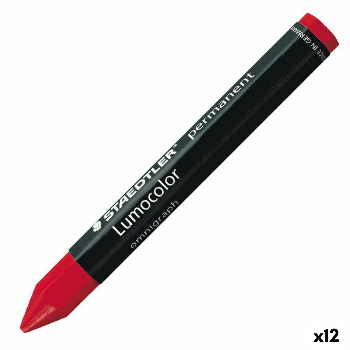 Ceras de cores Staedtler Lumocolor Permanente Vermelho (12 Unidades)