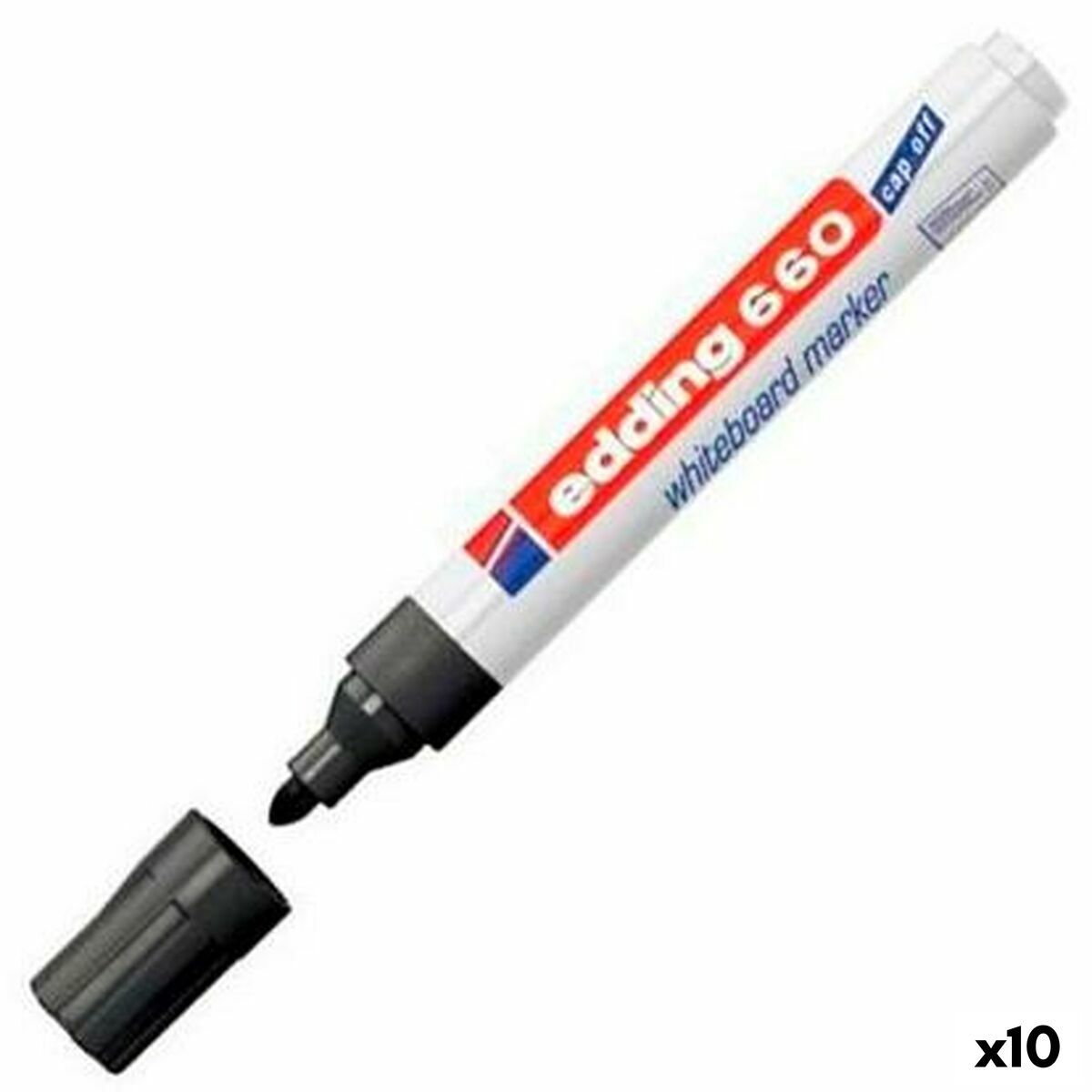 Marcador para Quadro Edding 661 Ardósia branca Preto (10 Unidades)