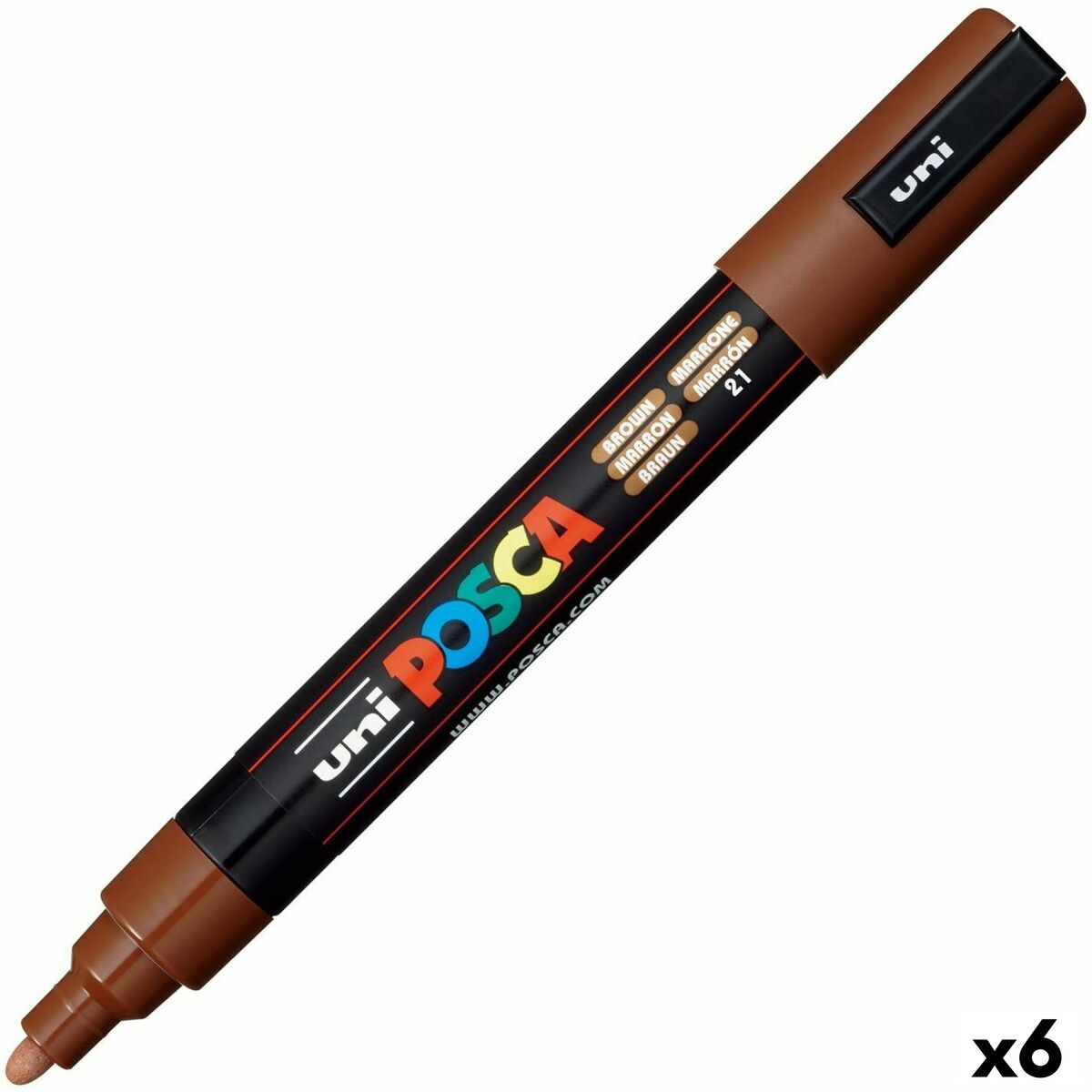Rotuladores POSCA PC-5M Castanho (6 Unidades)