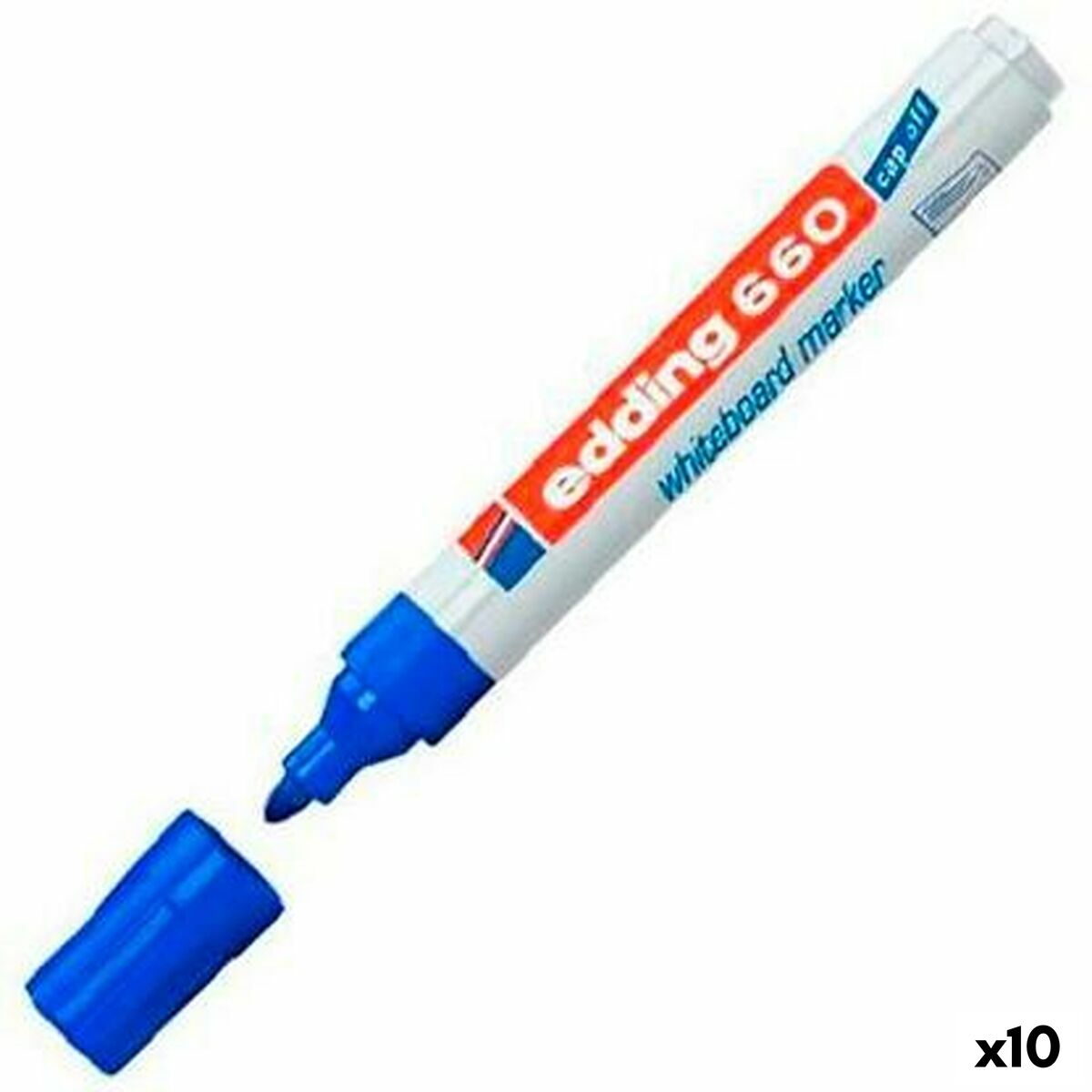 Marcador para Quadro Edding 661 Ardósia branca Azul Branco (10 Unidades)