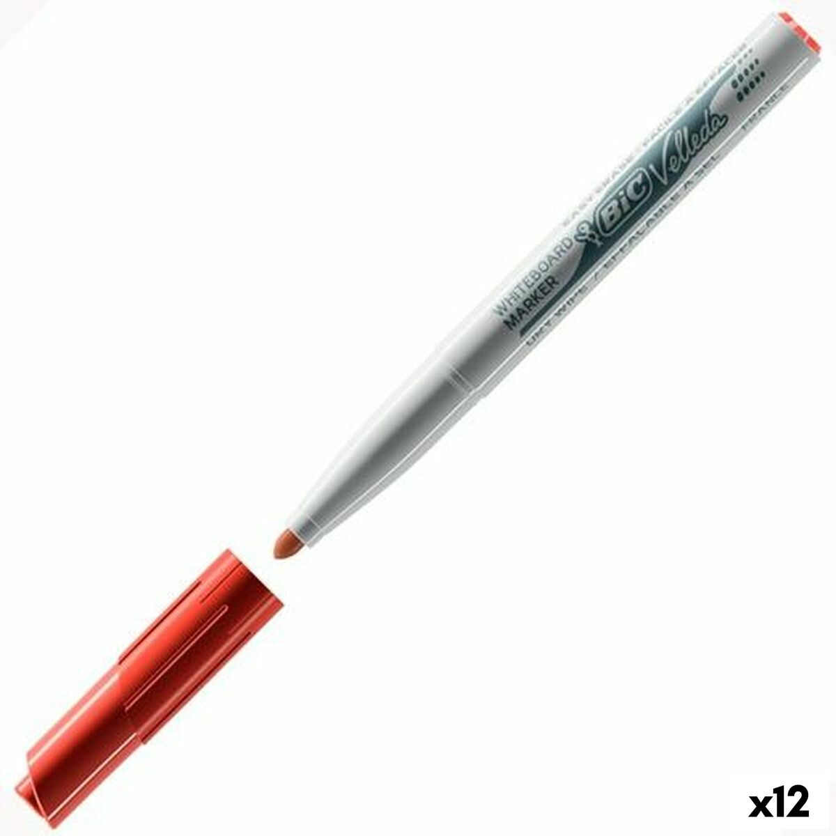 Marcador para Quadro Bic Velleda 1741 Vermelho Ardósia branca (12 Unidades)