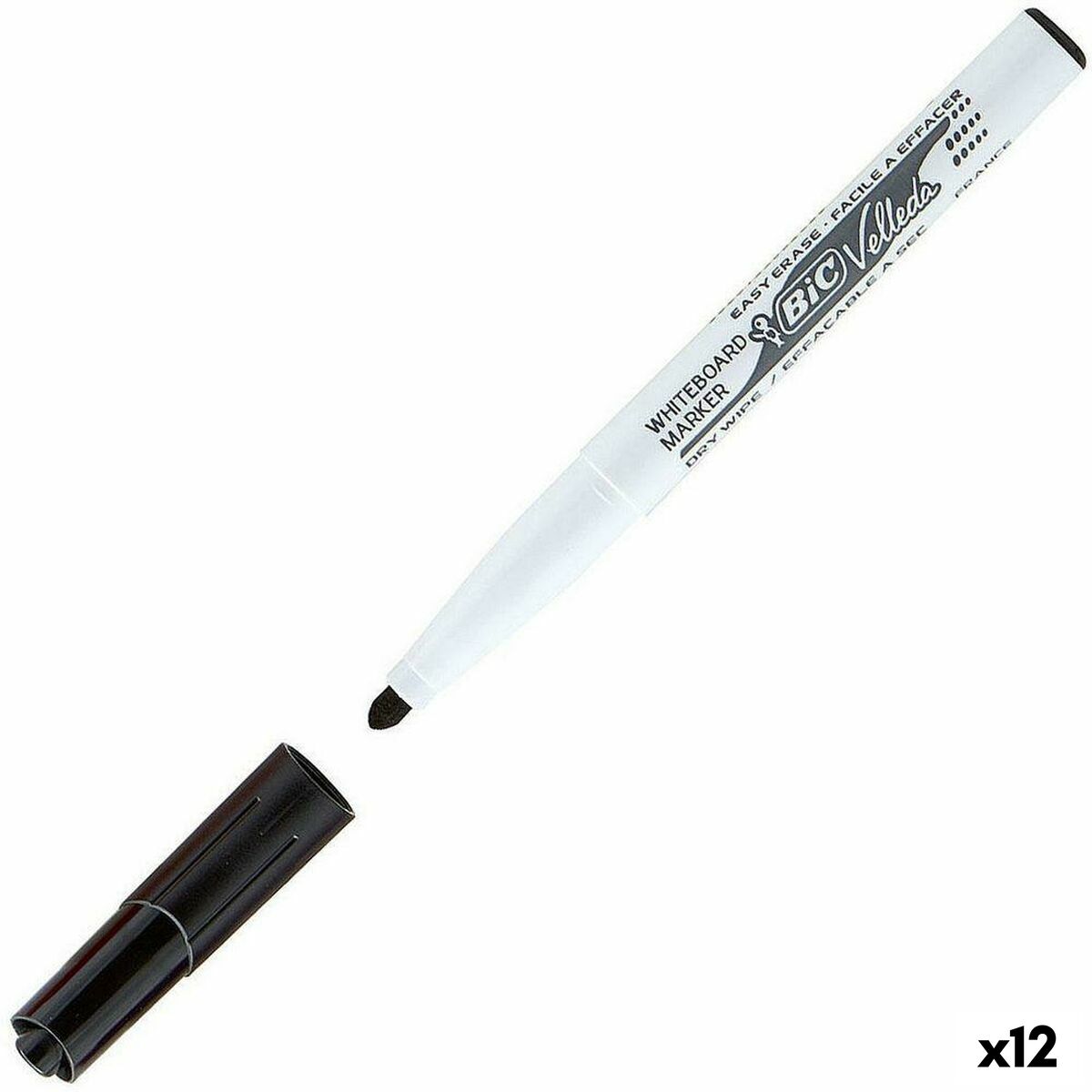 Marcador para Quadro Bic Velleda 1741 Preto Ardósia branca (12 Unidades)