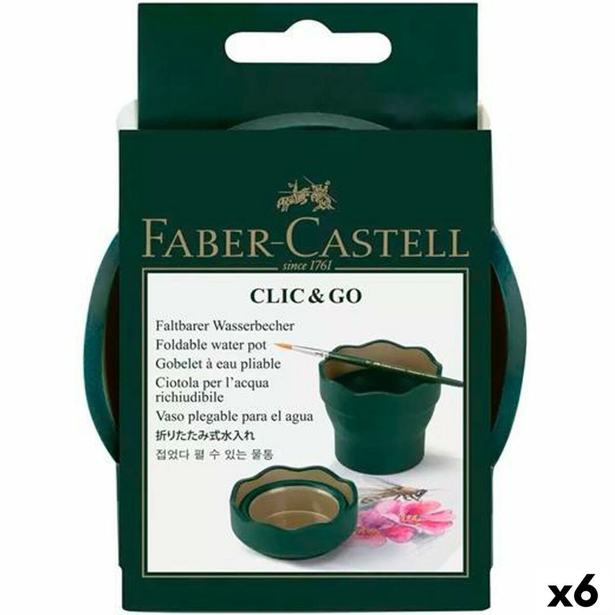 Copo Faber-Castell Clic & Go Dobrável Verde-escuro 6 Peças