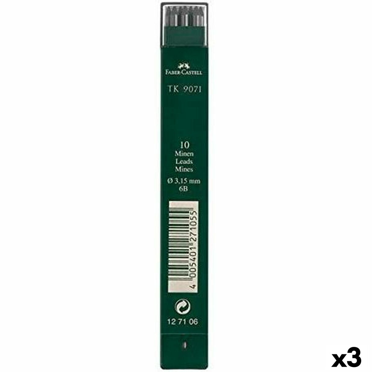Recarga de mina Faber-Castell Madeira 3 Peças 6B