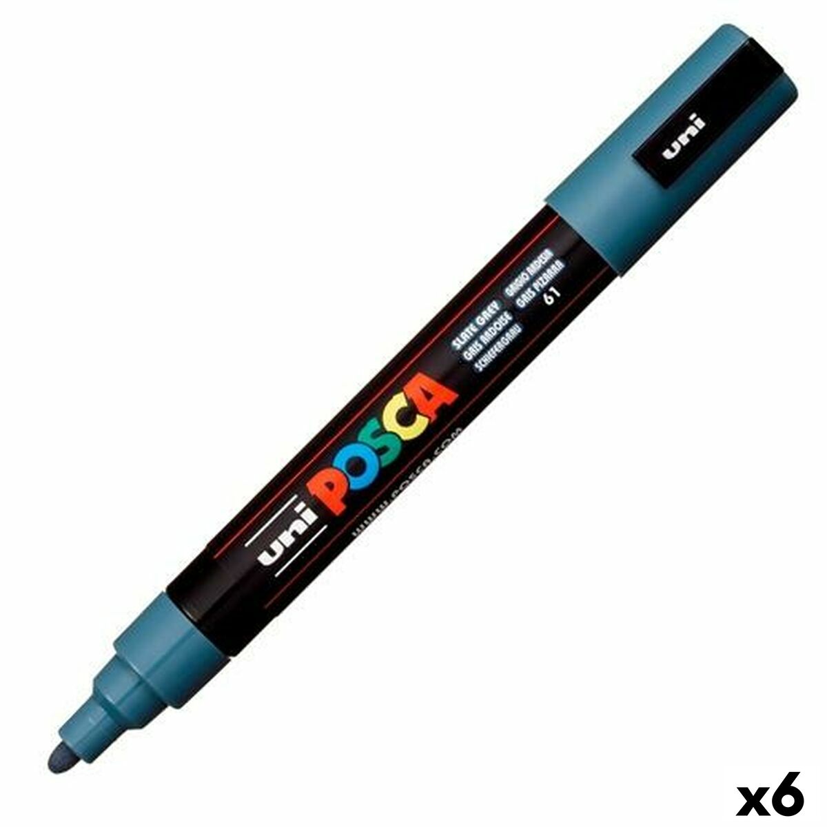 Rotuladores POSCA PC-5M Cinzento escuro (6 Unidades)