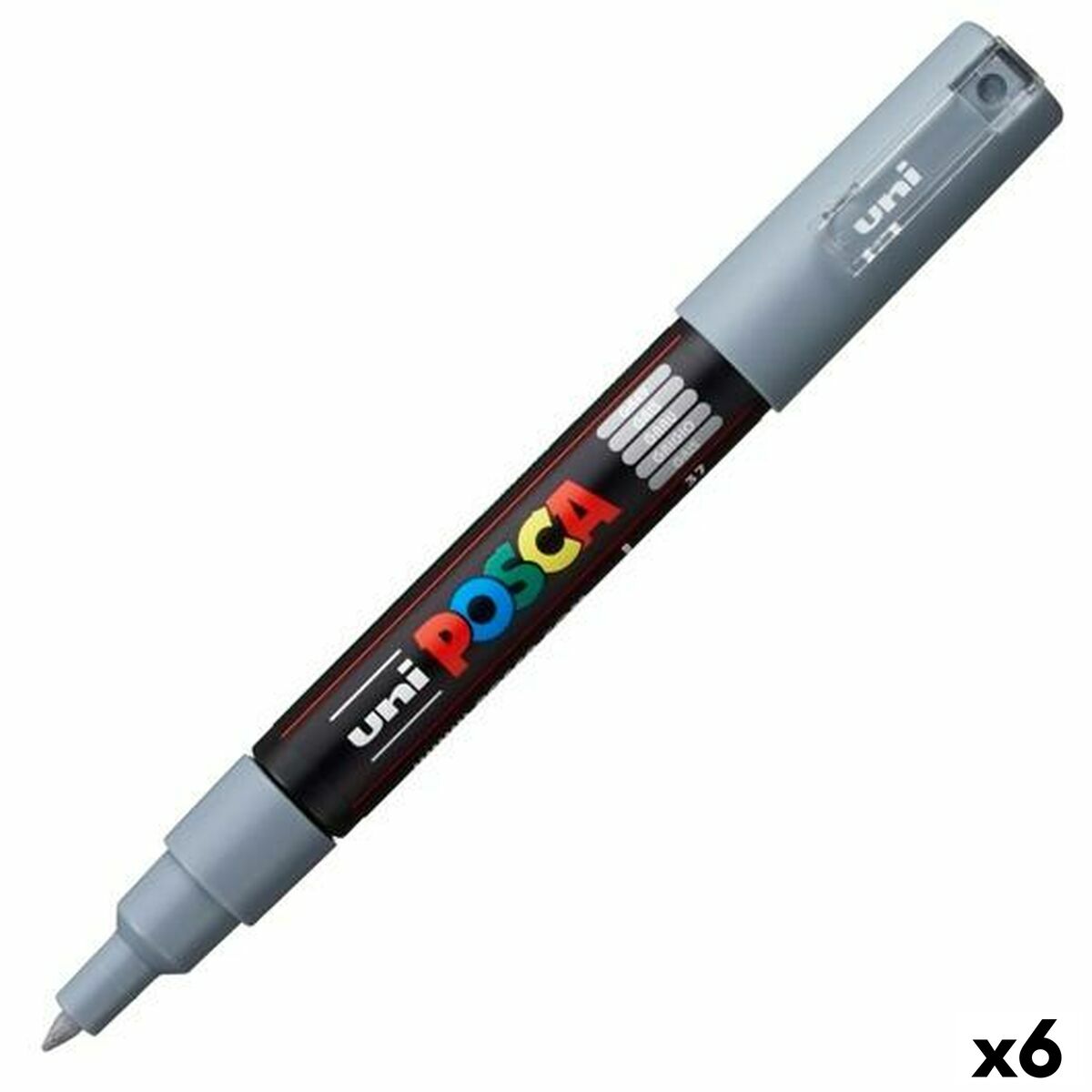 Rotuladores POSCA PC-1M Cinzento (6 Unidades)