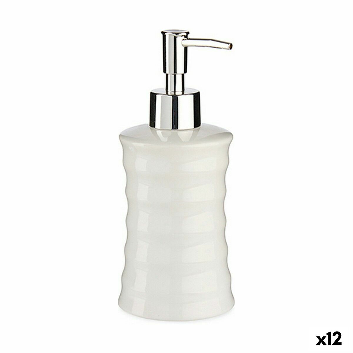 Dispensador de Sabão Berilo Branco Metal Cerâmica Ondas 260 ml (12 Unidades)