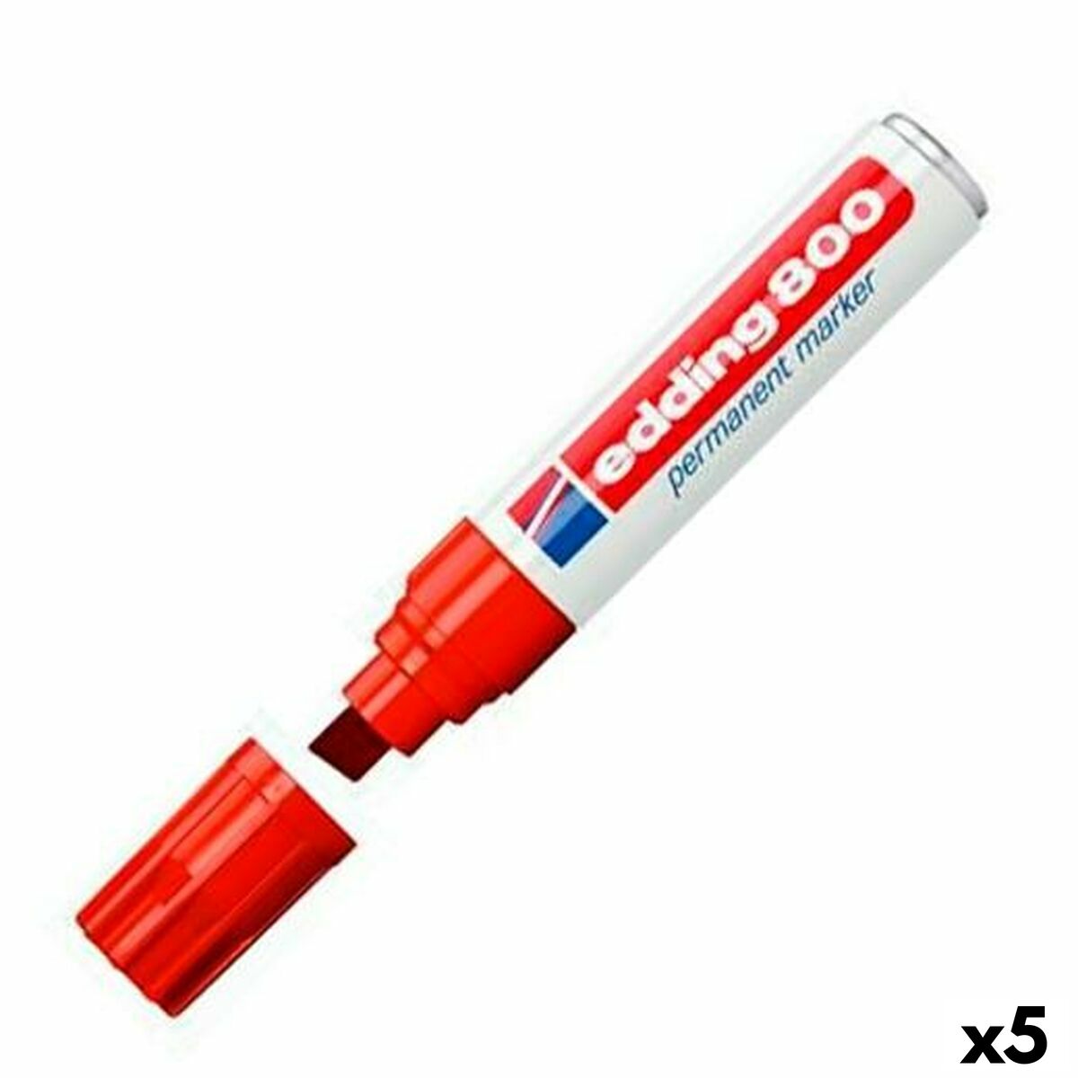 Rotulador permanente Edding 800 Vermelho (5 Unidades)