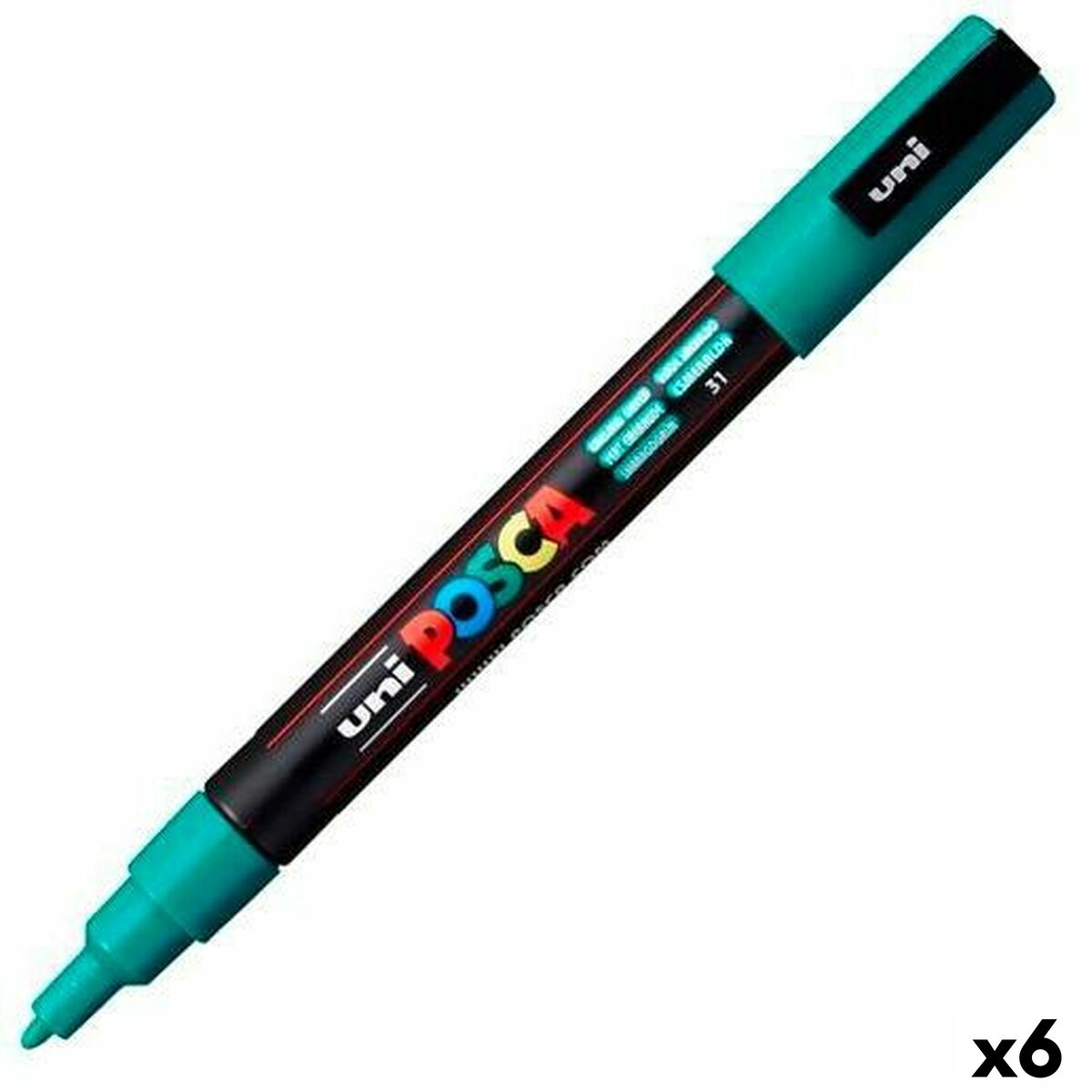 Rotulador POSCA PC-3M Verde Esmeralda (6 Unidades)
