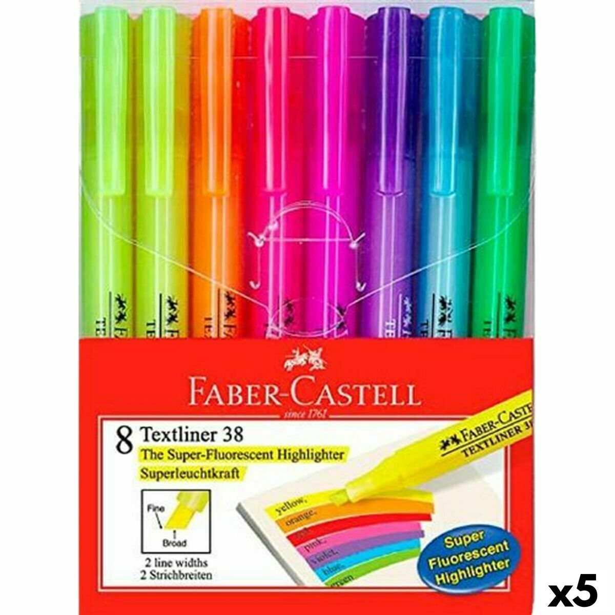 Conjunto de Marcadores Fluorescentes Faber-Castell Textliner 38 5 Unidades