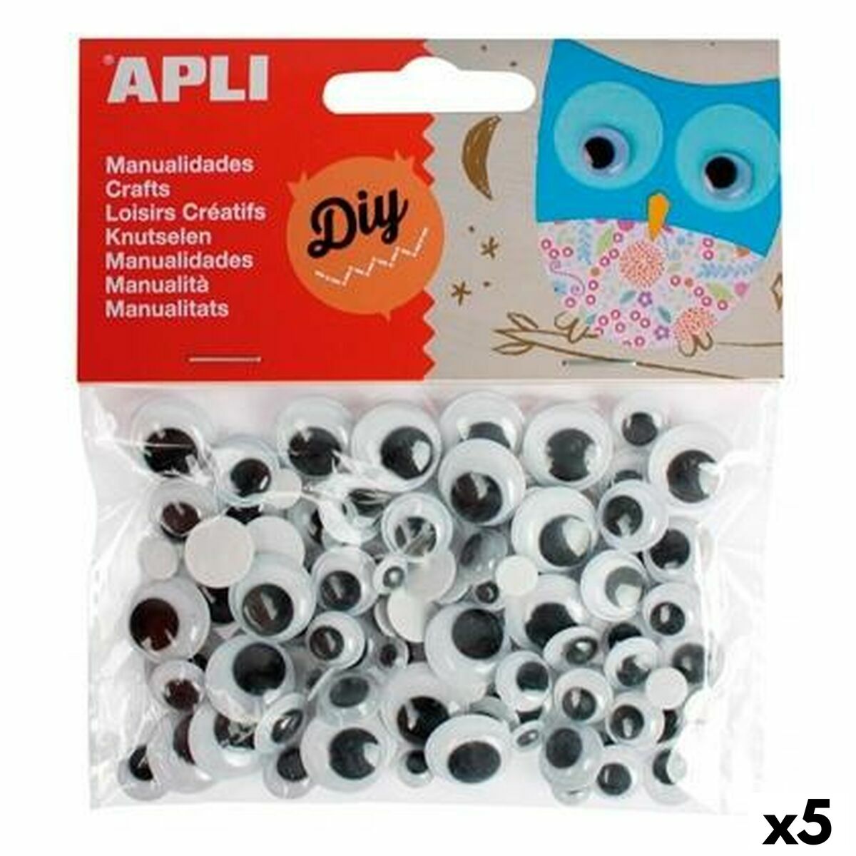 Conjunto de etiquetas Apli Olhos Preto 5 Unidades