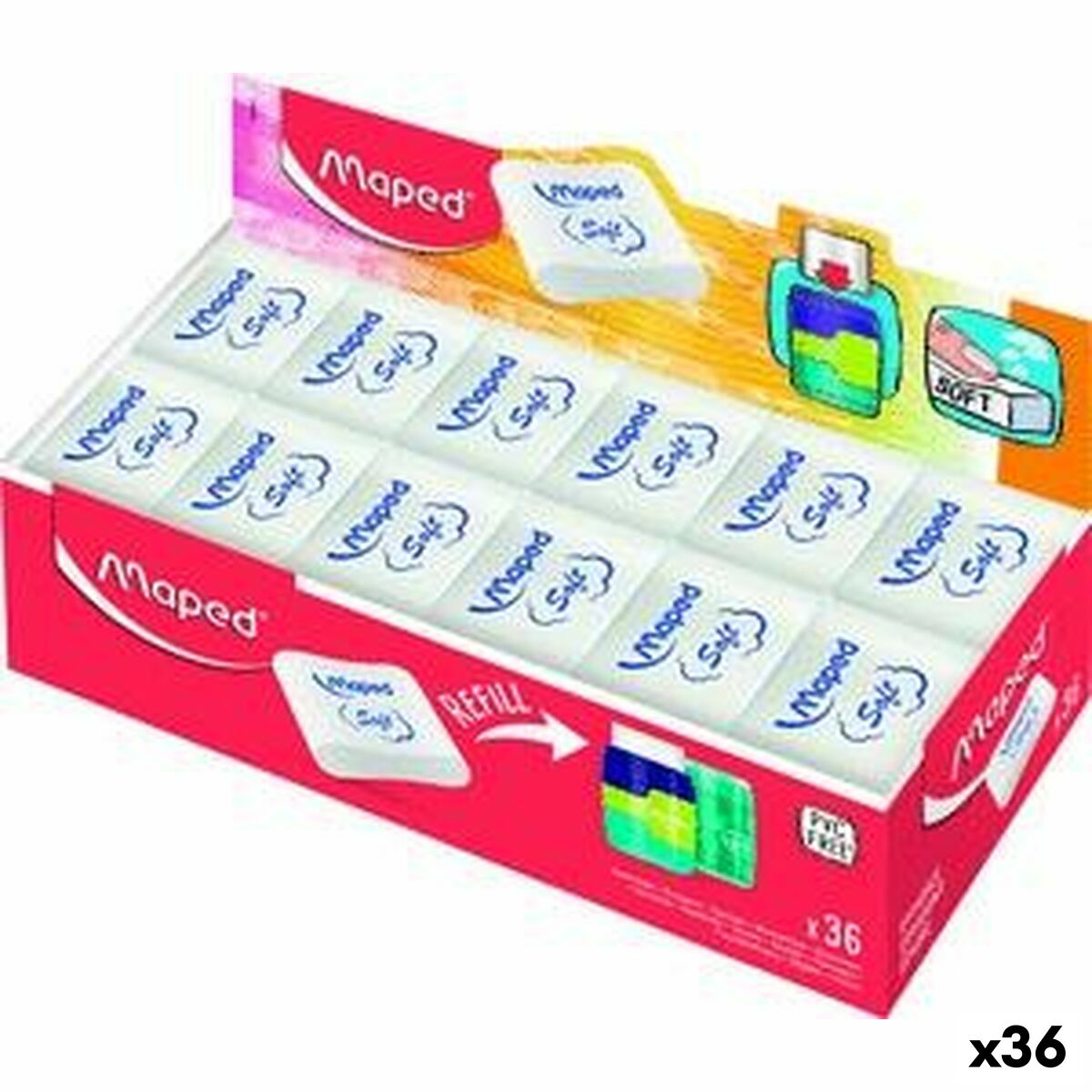 Conjunto de Borrachas Maped Essential Soft Connect Branco 36 Unidades