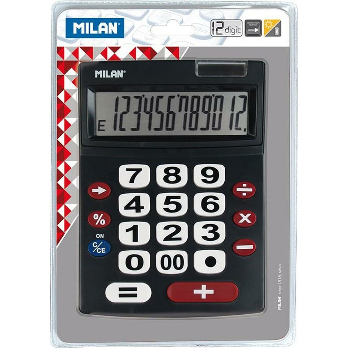 Calculadora Milan Preto 22,5 x 14 x 3 cm