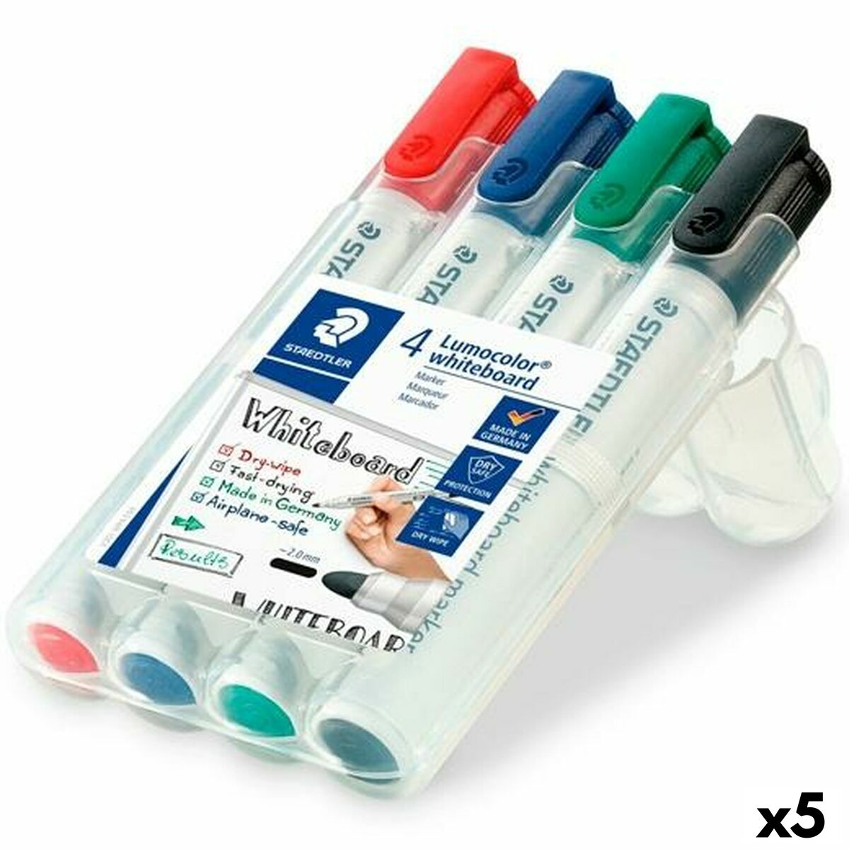 Conjunto de Canetas de Feltro Staedtler Lumocolor Ardósia branca 4 Peças Multicolor (5 Unidades)