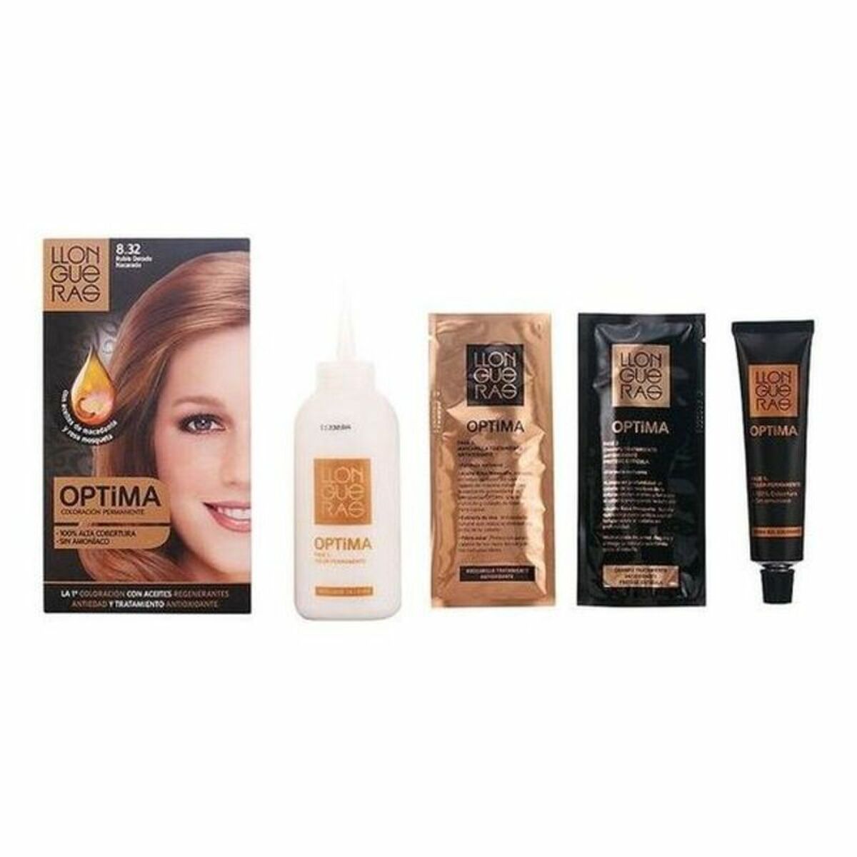 Tinta Sem Amoníaco Llongueras Optima Nº 8.32-Light Blond Natural (1 Unidade)