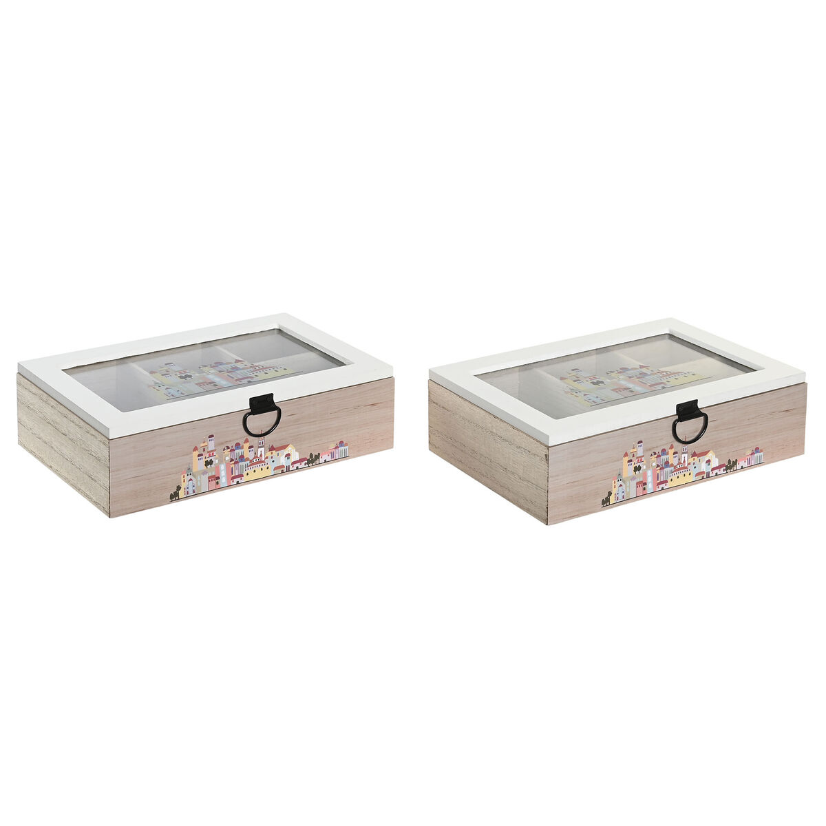 Caixa para Infusões DKD Home Decor Cristal Multicolor Madeira MDF (2 Unidades) (23 x 15 x 7 cm)