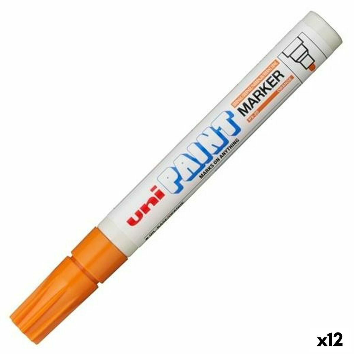 Rotulador permanente Uni-Ball PX-20 Laranja (12 Unidades)
