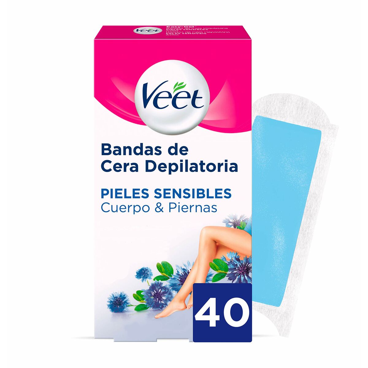 Bandas Depilatórias Corporais Veet Bandas De Cera Pure Pele sensível Pernas (40 Unidades)