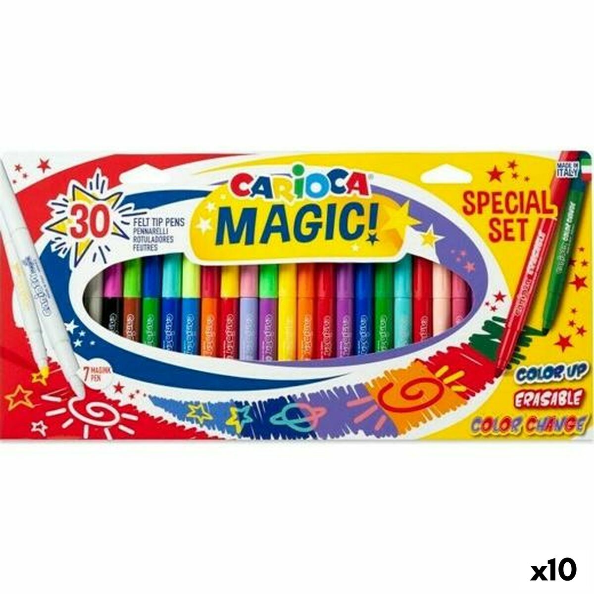 Conjunto de Canetas de Feltro Carioca Magic! Multicolor 30 Peças (10 Unidades)