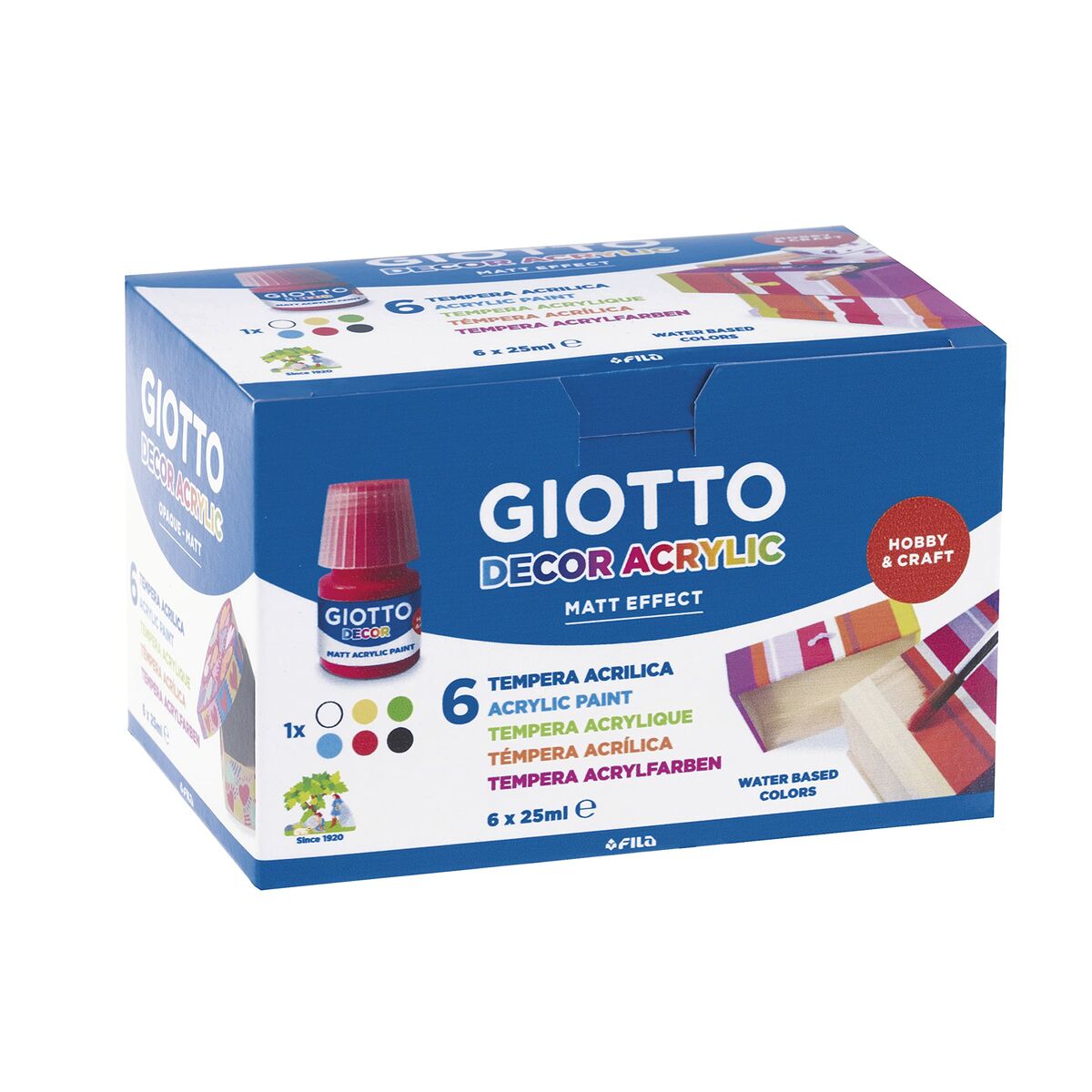 Têmperas Giotto Decor Multicolor Branco 25 ml (6 Peças)