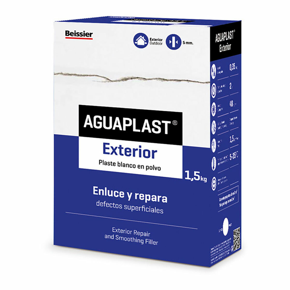 Massa em pó Aguaplast Exterior Branco 1,5 Kg