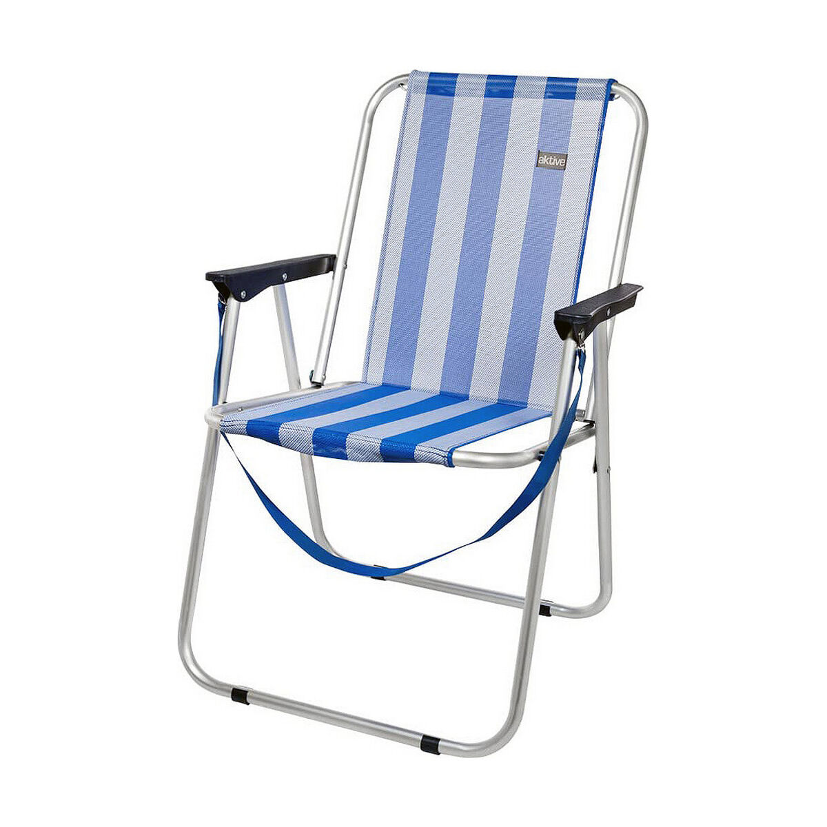 Cadeira de Praia Aktive Branco Azul Marinho 44 x 45 x 76 cm Marinheiro