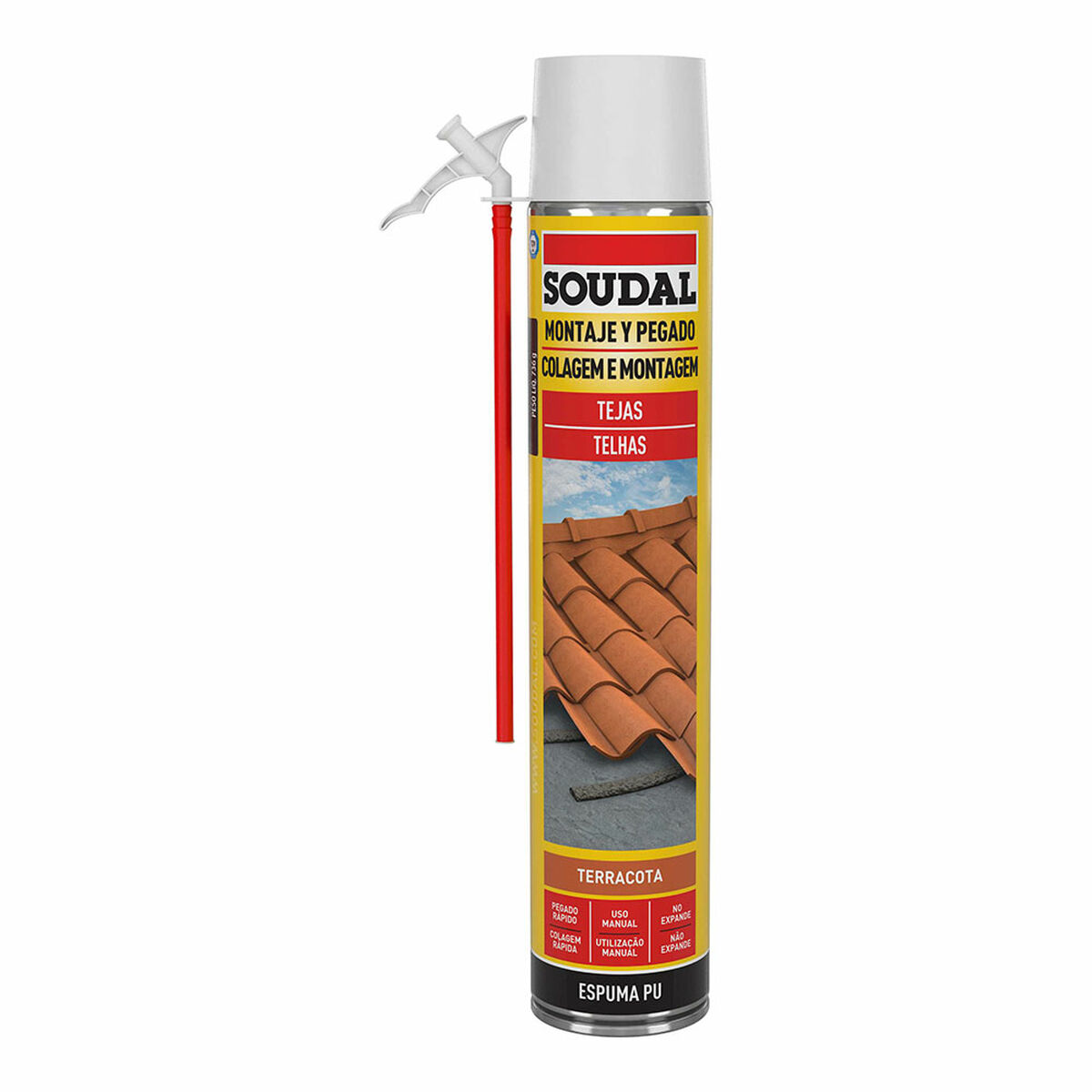 Espuma Soudal Poliuretano Telhado Vermelho 750 ml