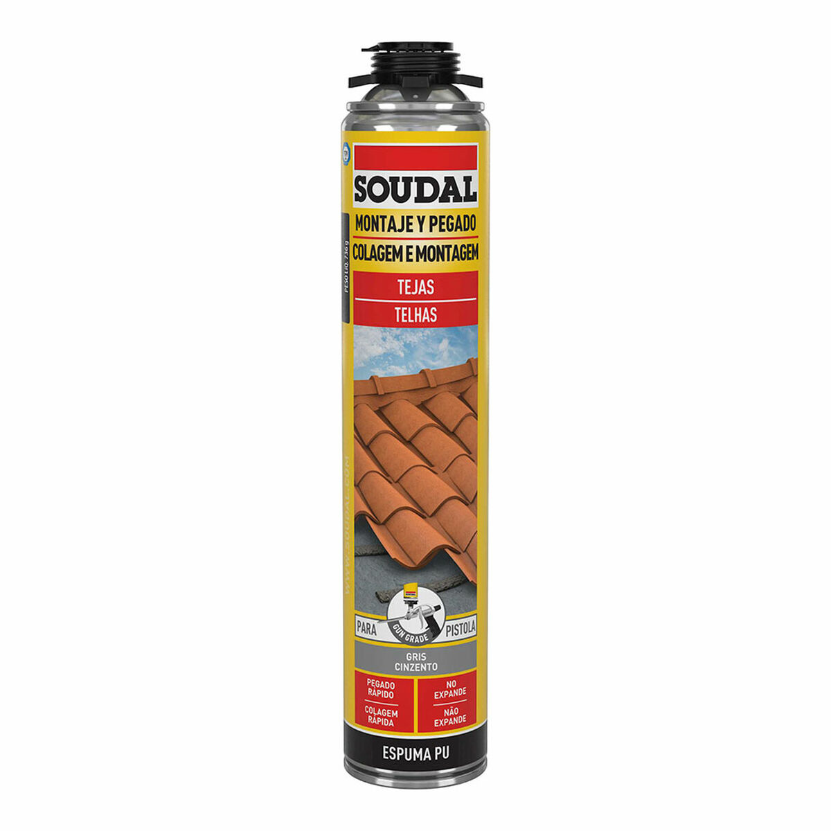 Espuma Soudal Poliuretano Pistola Telhado Cinzento 750 ml