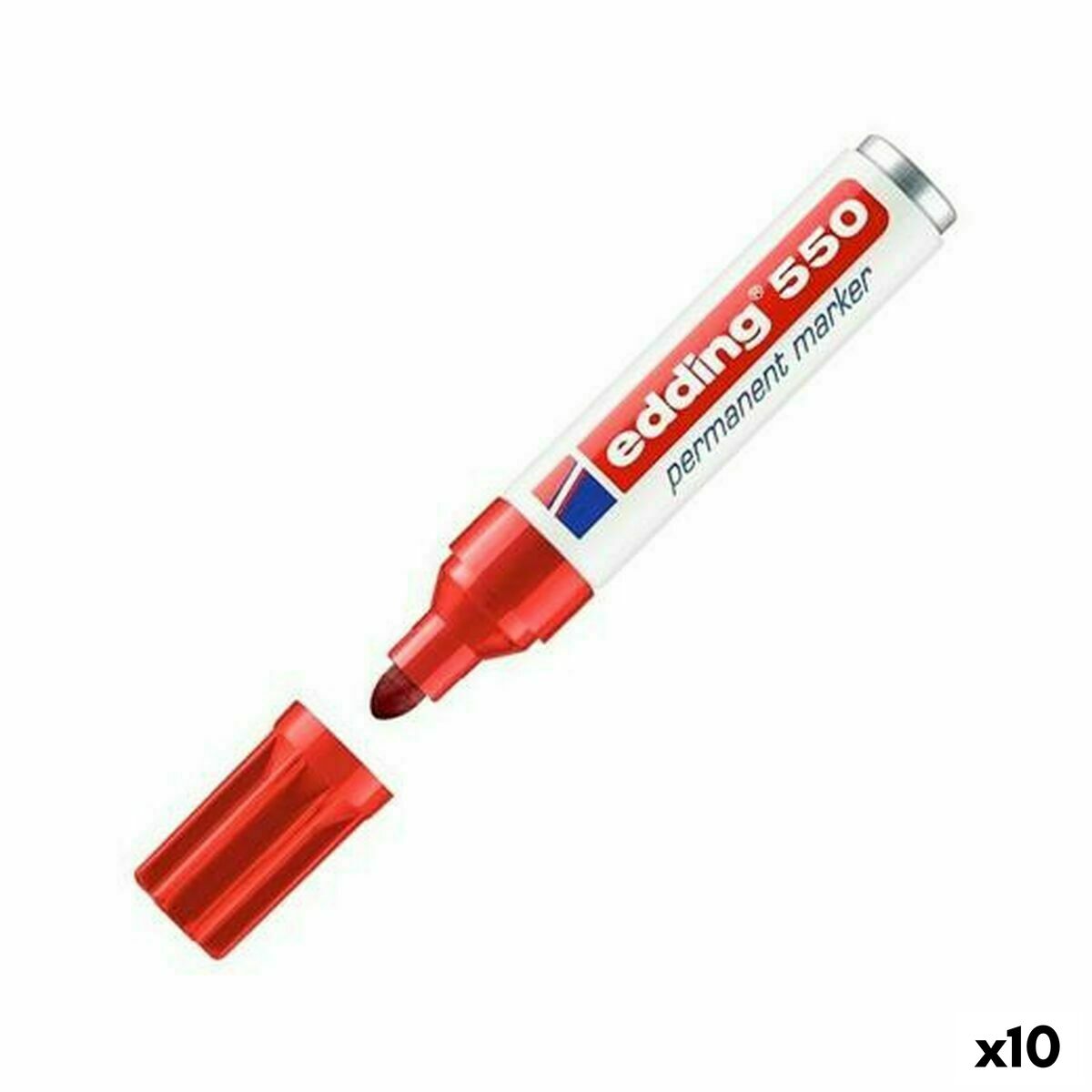 Rotulador permanente Edding 550 Vermelho (10 Unidades)