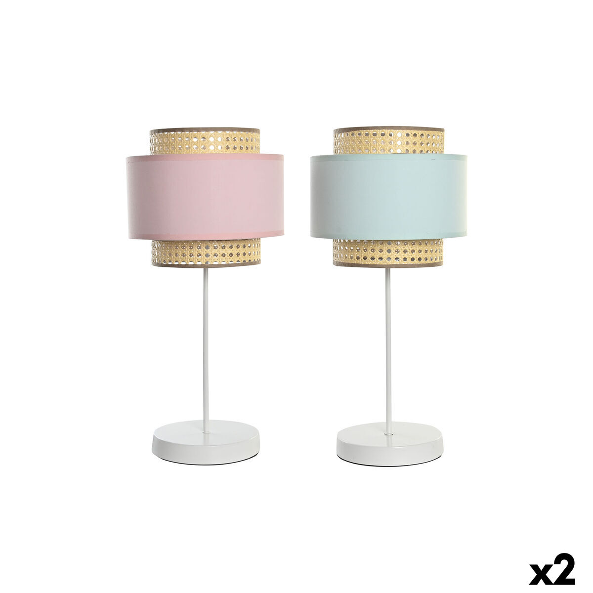 Lâmpada de mesa DKD Home Decor Metal Verde Rosa Claro 220 V 50 W 26 x 26 x 55 cm (2 Unidades)